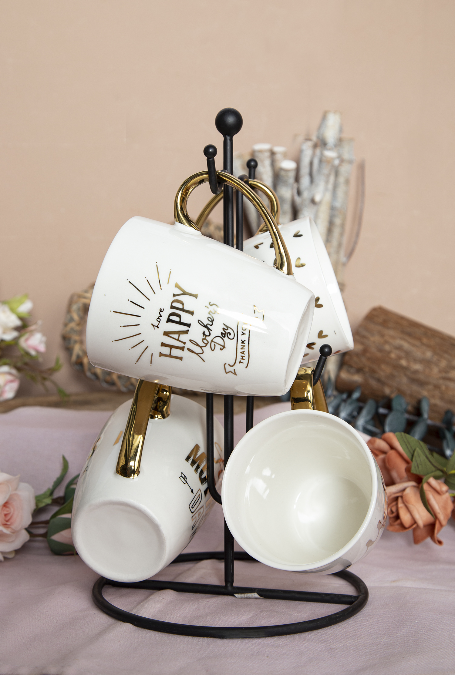 CHANGSHA HAPPY GO Mother's Day Electroplated Mug in New Bone China with Elegant Gold Accents |happygodinnerware.com