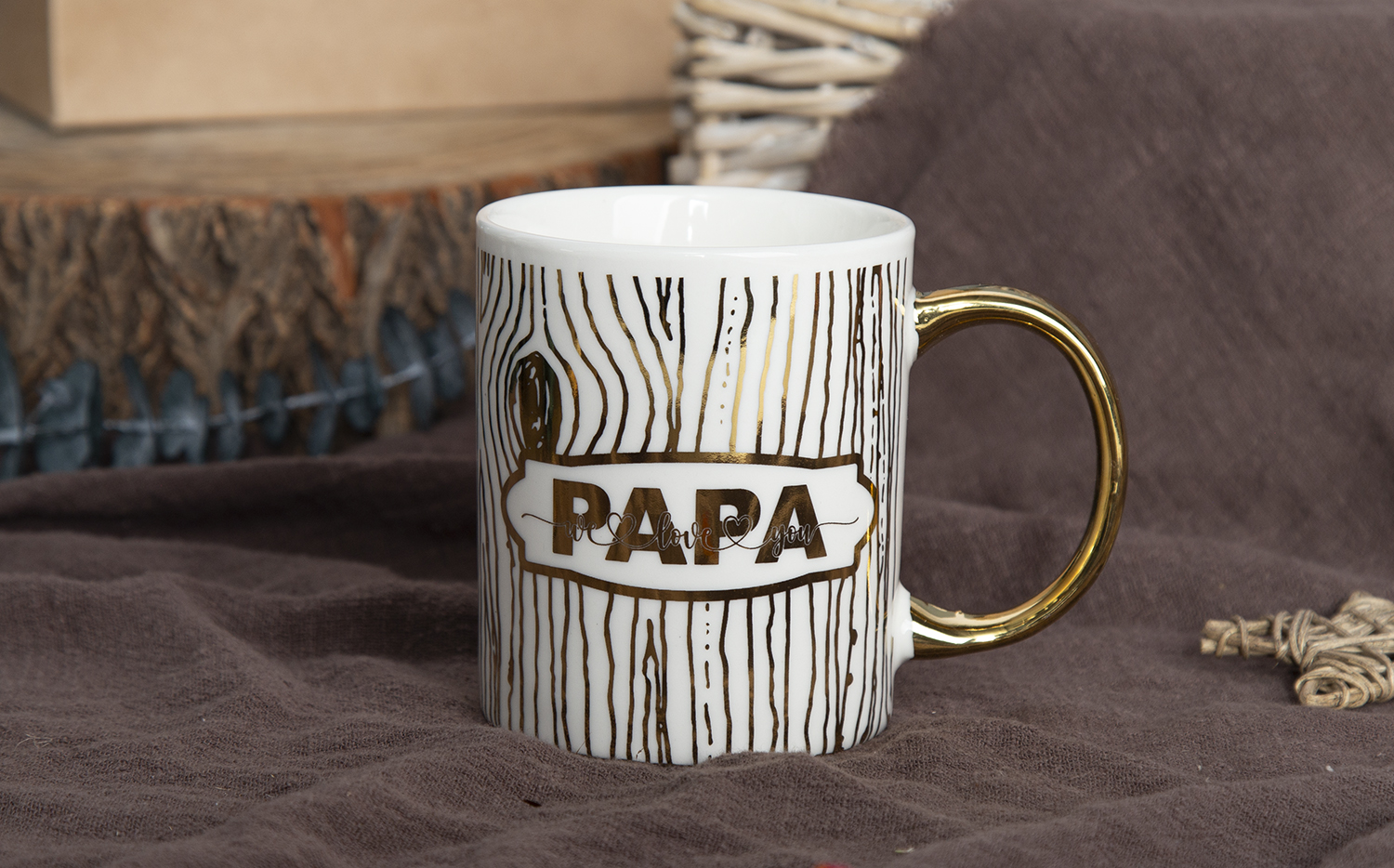 CHANGSHA HAPPY GO Father's Day Electroplated Mug in New Bone China with Gold Handle & Graphic Designs |happygodinnerware.com