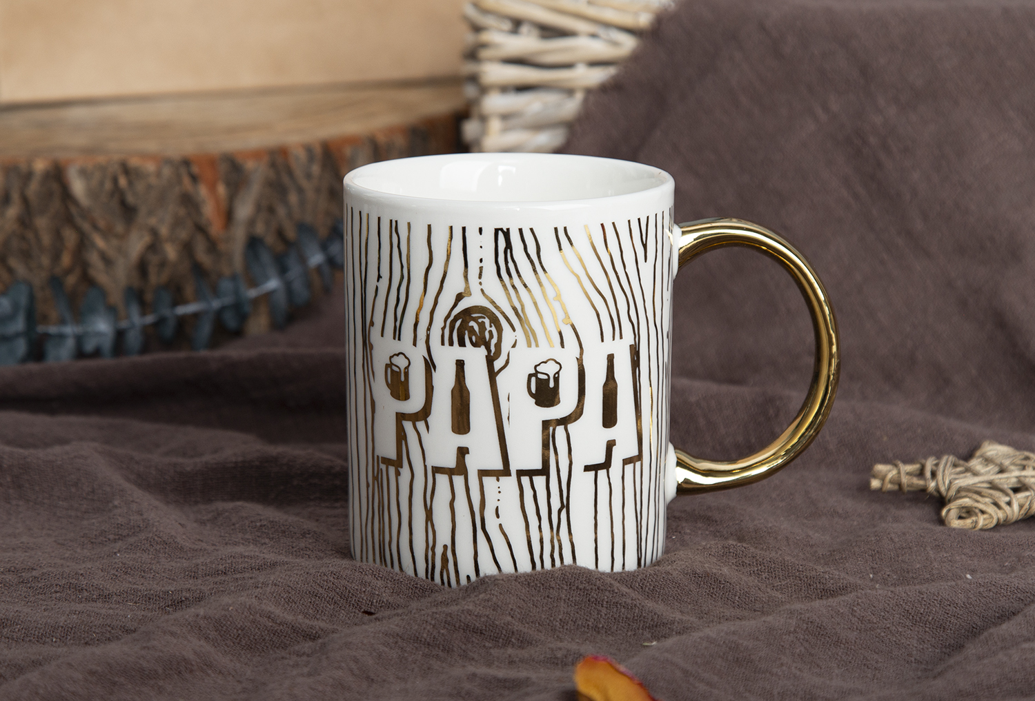 CHANGSHA HAPPY GO Father's Day Electroplated Mug in New Bone China with Gold Handle & Graphic Designs |happygodinnerware.com