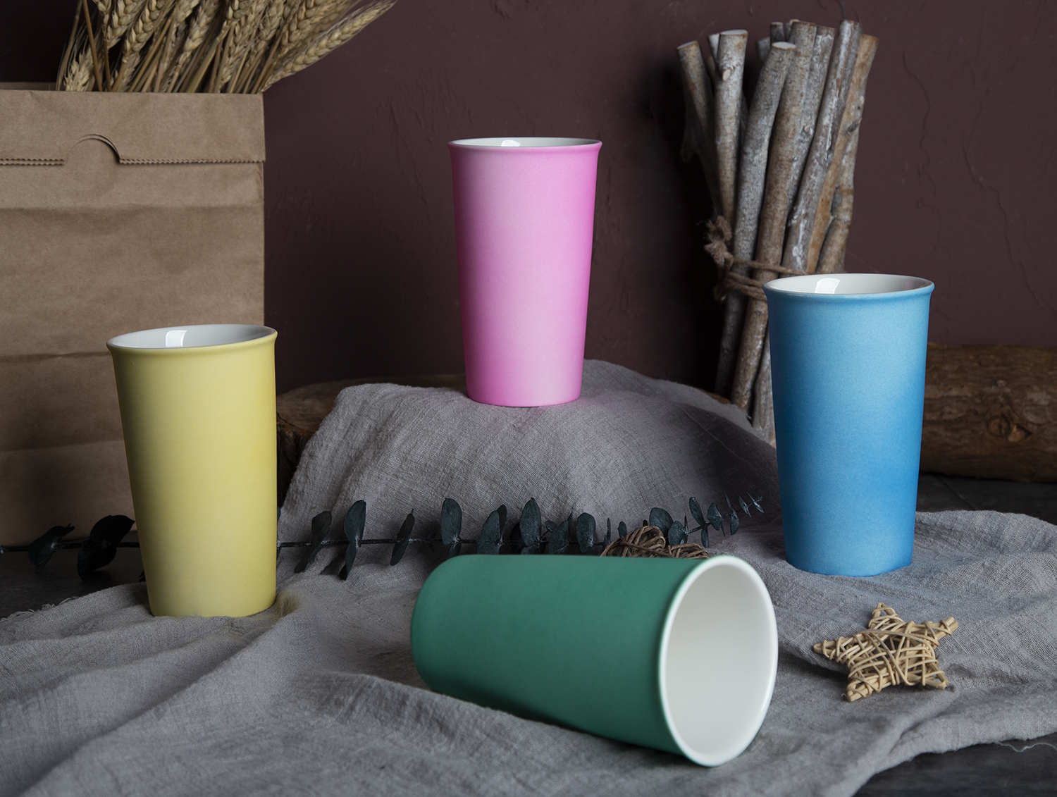 CHANGSHA HAPPY GO Gradient Electroplated Tall Mug in New Bone China with Soft Ombre Color Finish |happygodinnerware.com