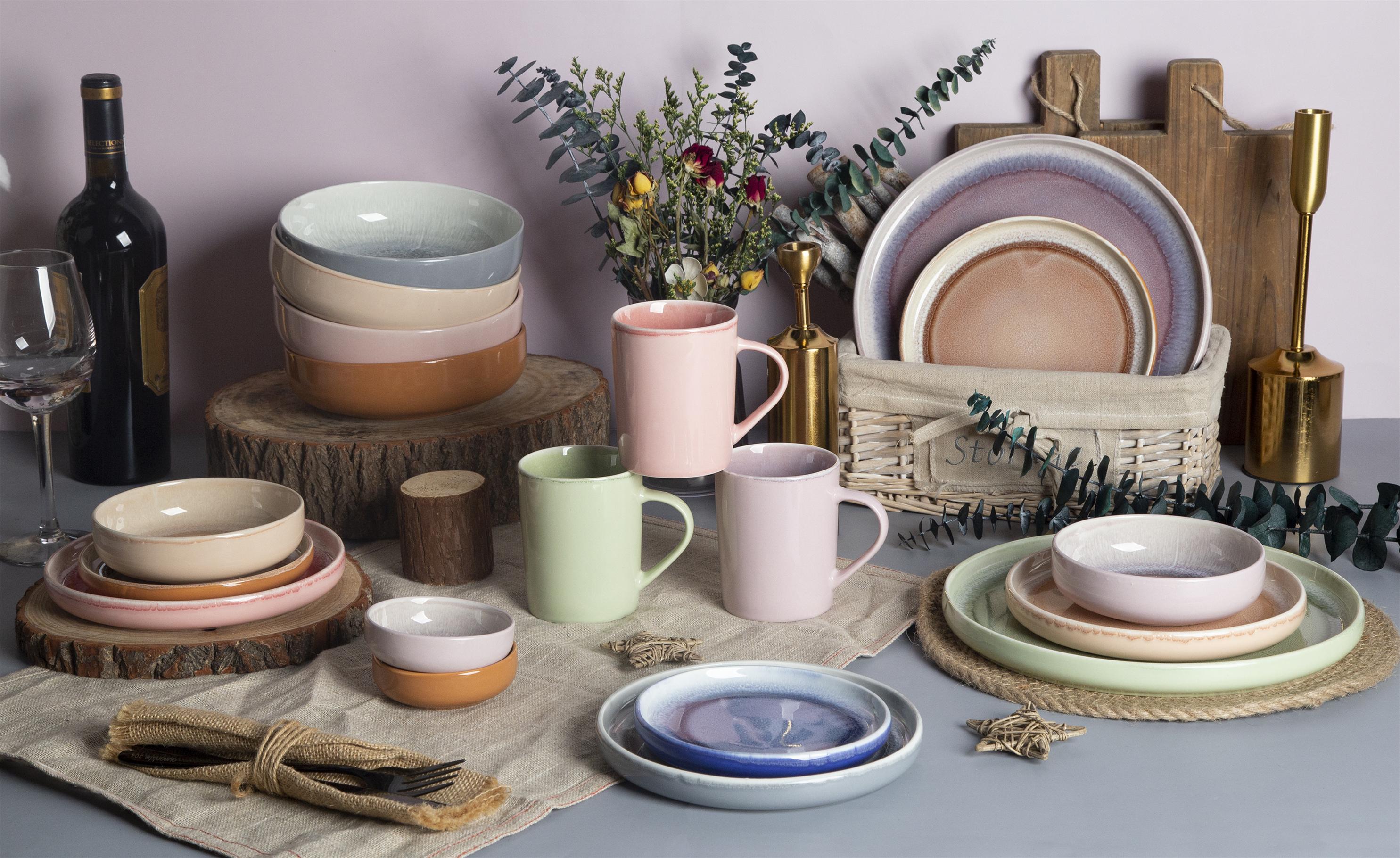 CHANGSHA HAPPY GO Reactive Glaze New Bone China Dinnerware Set with Soft Pastel Tones |happygodinnerware.com