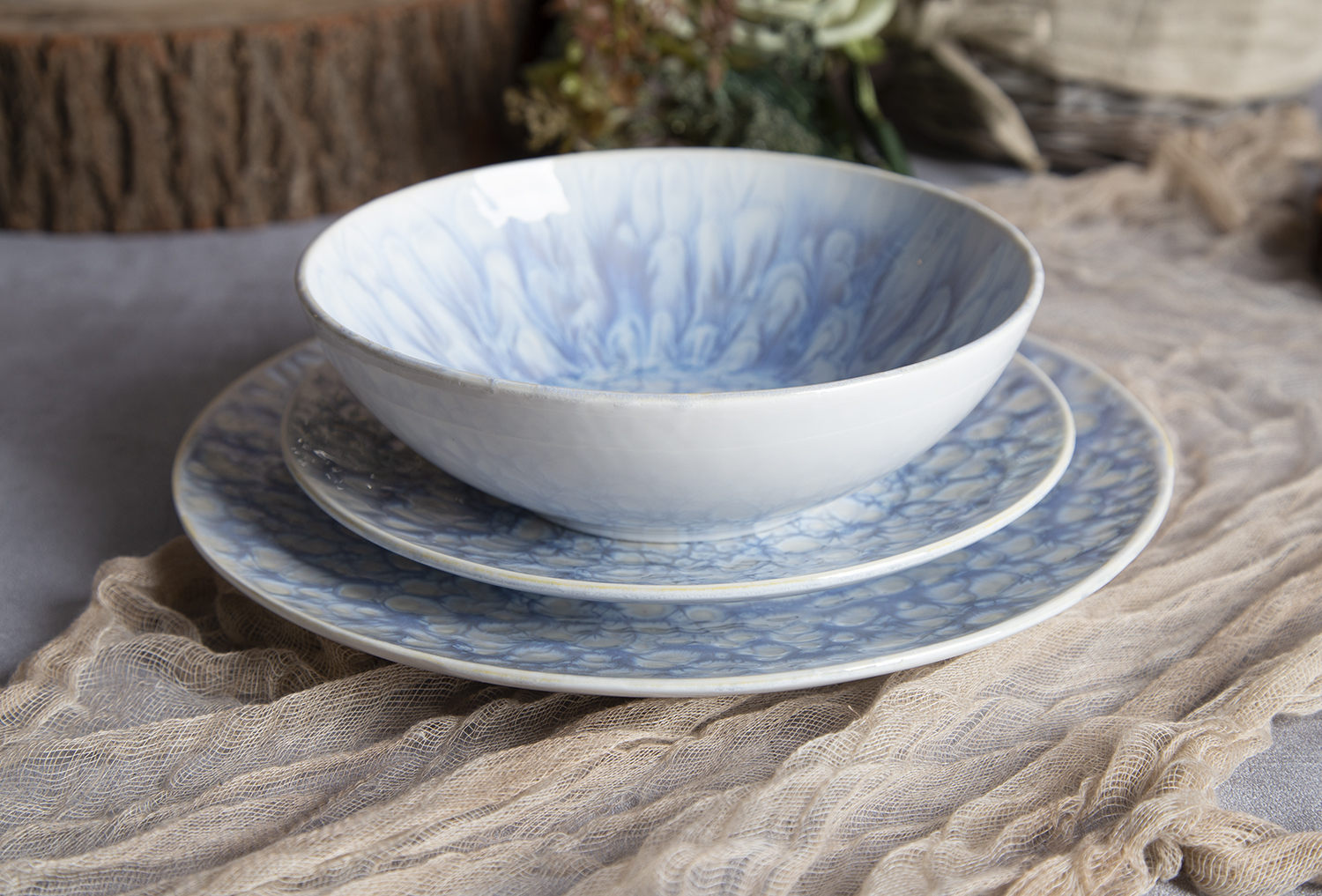 CHANGSHA HAPPY GO Reactive Glaze New Bone China Dinnerware Set with Ink Vein Pattern |happygodinnerware.com