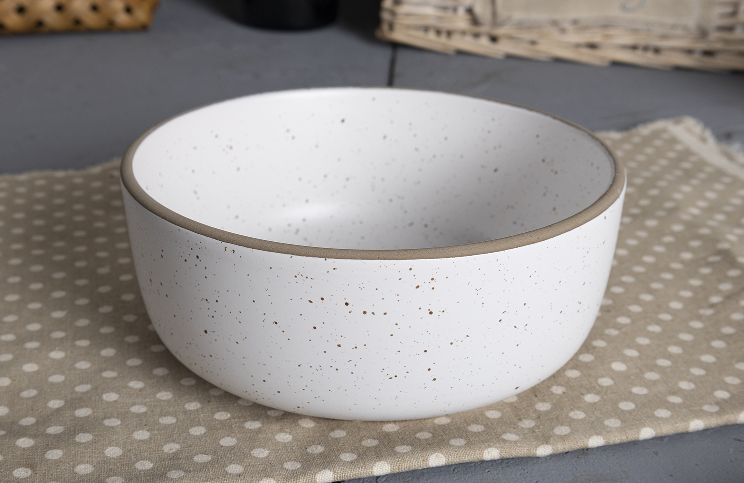 CHANGSHA HAPPY GO  Minimalist Speckled Stoneware Dinnerware Set with Matte Reactive Glaze and Soft White Finish |happygodinnerware.com