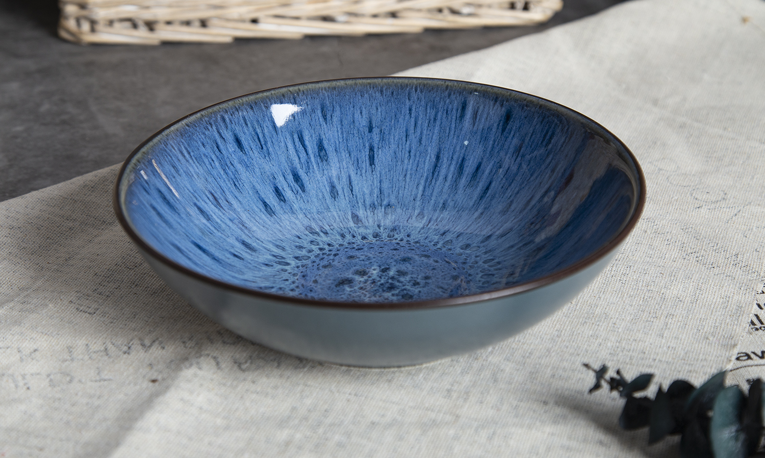 CHANGSHA HAPPY GO Reactive Glaze Stoneware Dinnerware Set in Ocean Blue and Forest Green |happygodinnerware.com