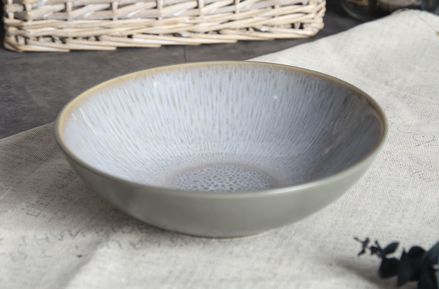 CHANGSHA HAPPY GO Reactive Glaze Stoneware Dinnerware Set in Ocean Blue and Forest Green |happygodinnerware.com