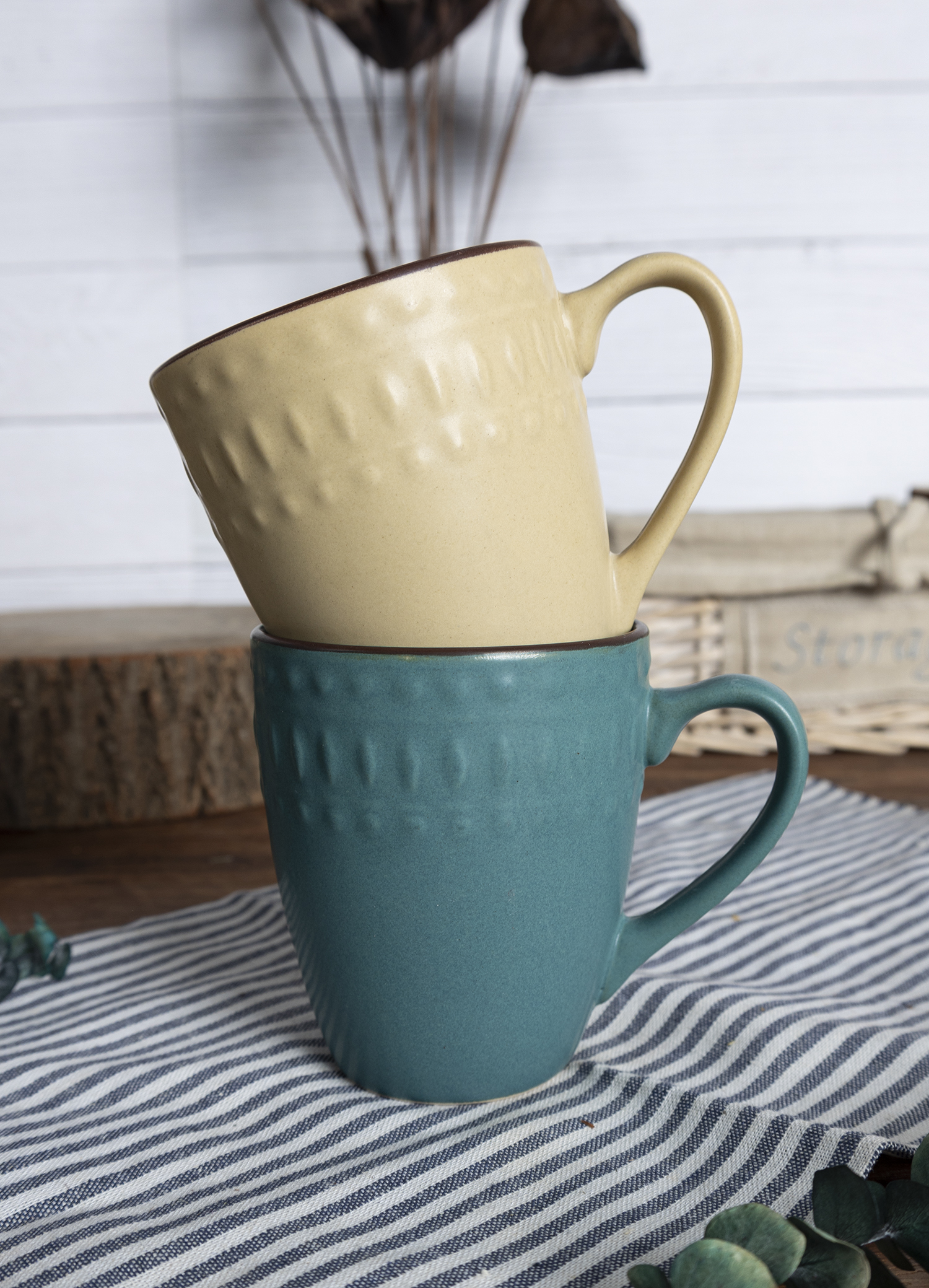 CHANGSHA HAPPY GO Embossed Stoneware Dinnerware Set with Matte Color Glaze and Textured Dot Relief Design in Rustic Tones |happygodinnerware.com