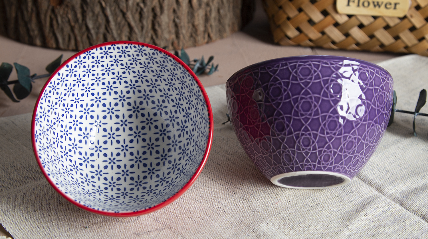 CHANGSHA HAPPY GO Rose Pattern Embossed Stoneware Bowls with Color Glaze and Floral Print | happygodinnerware.com