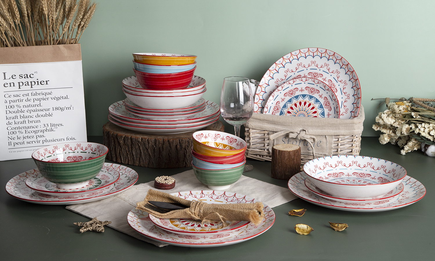 CHANGSHA HAPPY GO Nomad Lines – Printed White Porcelain Dinnerware Set | happygodinnerware.com