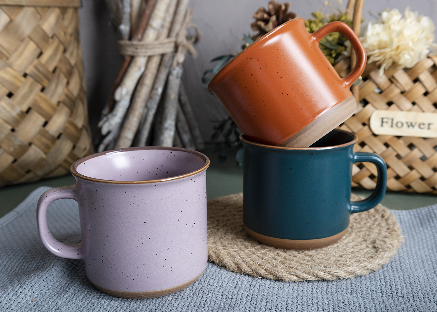 ​CHANGSHA HAPPY GO Vintage Rustic Reactive Glaze Stoneware Mug and Bowl Set with Natural Earth Tone Finish |Dopamine Series Ceramics  |happygodinnerware.com