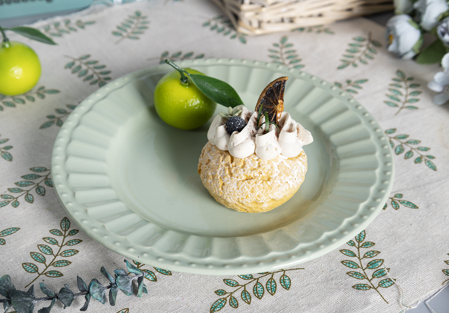 CHANGSHA HAPPY GO  Light Green Embossed Stoneware British Afternoon Tea and Dinnerware Set with Soft Tones  |happygodinnerware.com