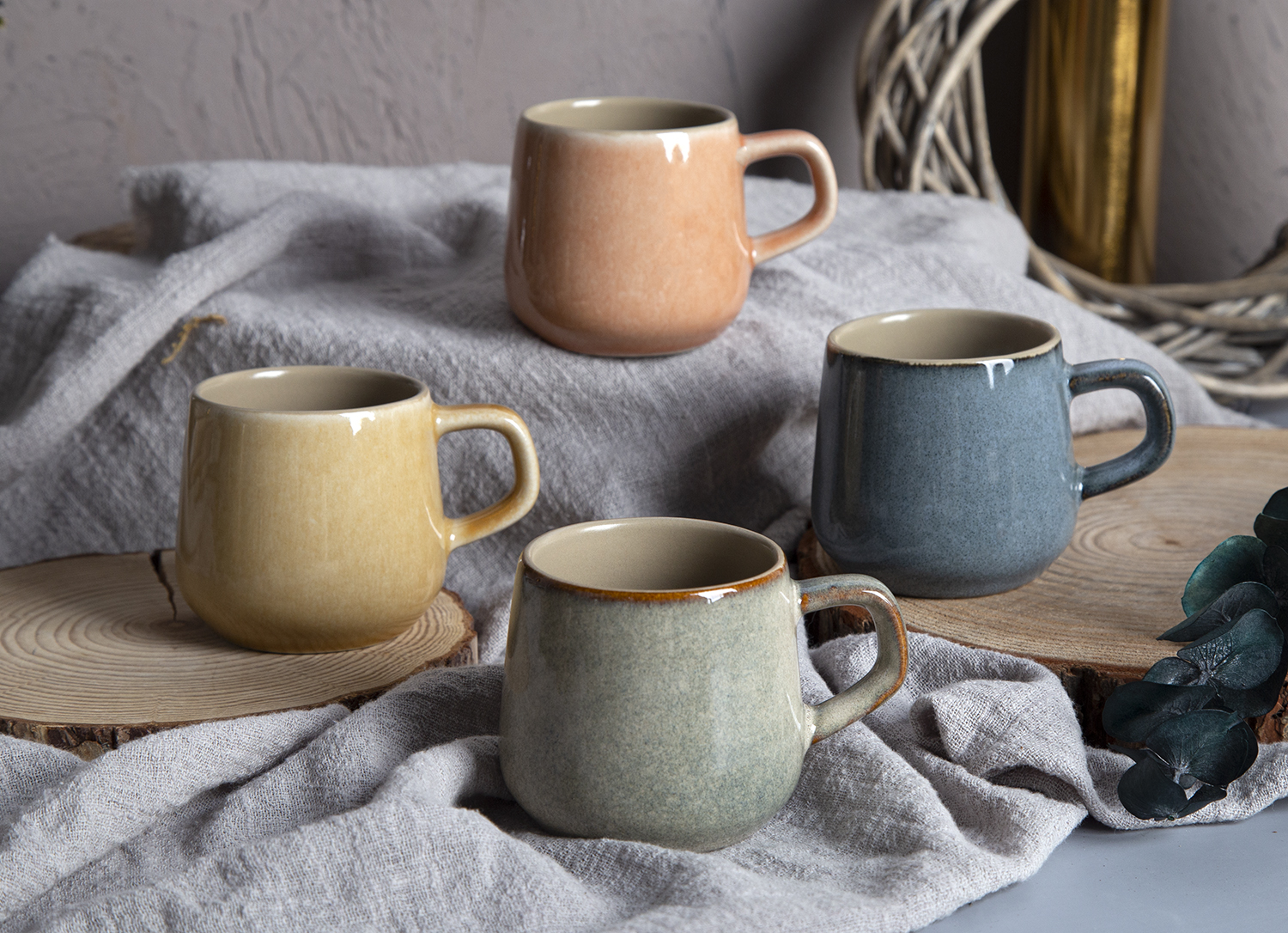 CHANGSHA HAPPY GO Multicolor Large Dual-Mold Reactive Glaze Ceramic Mugs |happygodinnerware.com