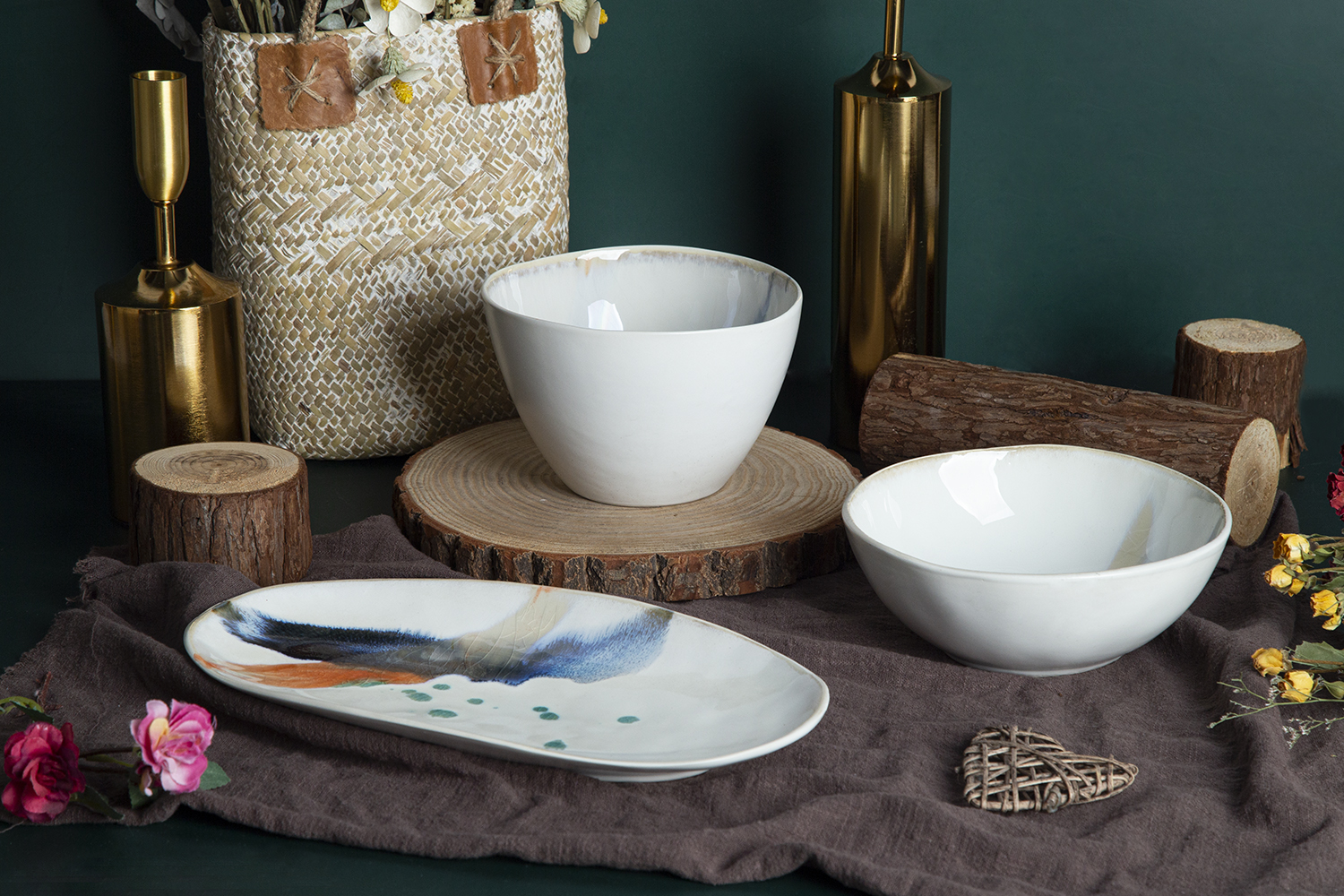 CHANGSHA HAPPY GO Handcrafted Irregular Reactive Glaze Stoneware Bowl |happygodinnerware.com