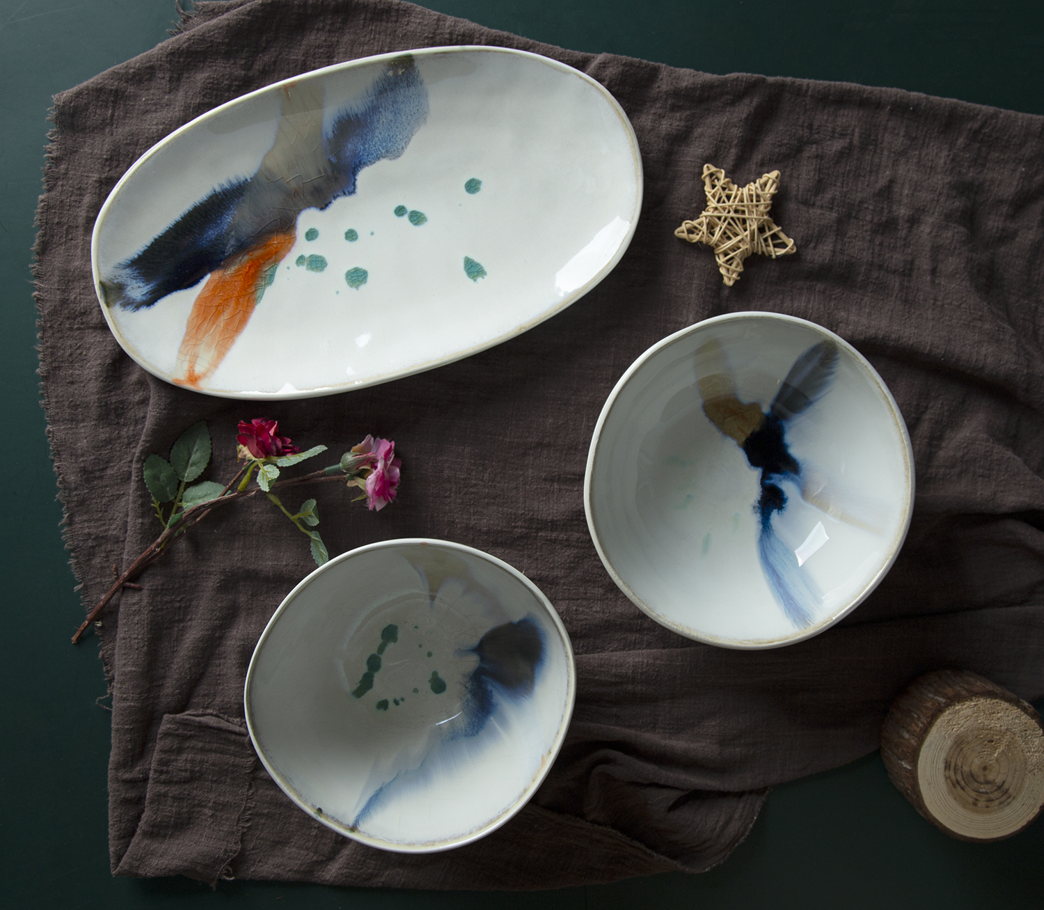 CHANGSHA HAPPY GO Handcrafted Irregular Reactive Glaze Stoneware Bowl |happygodinnerware.com