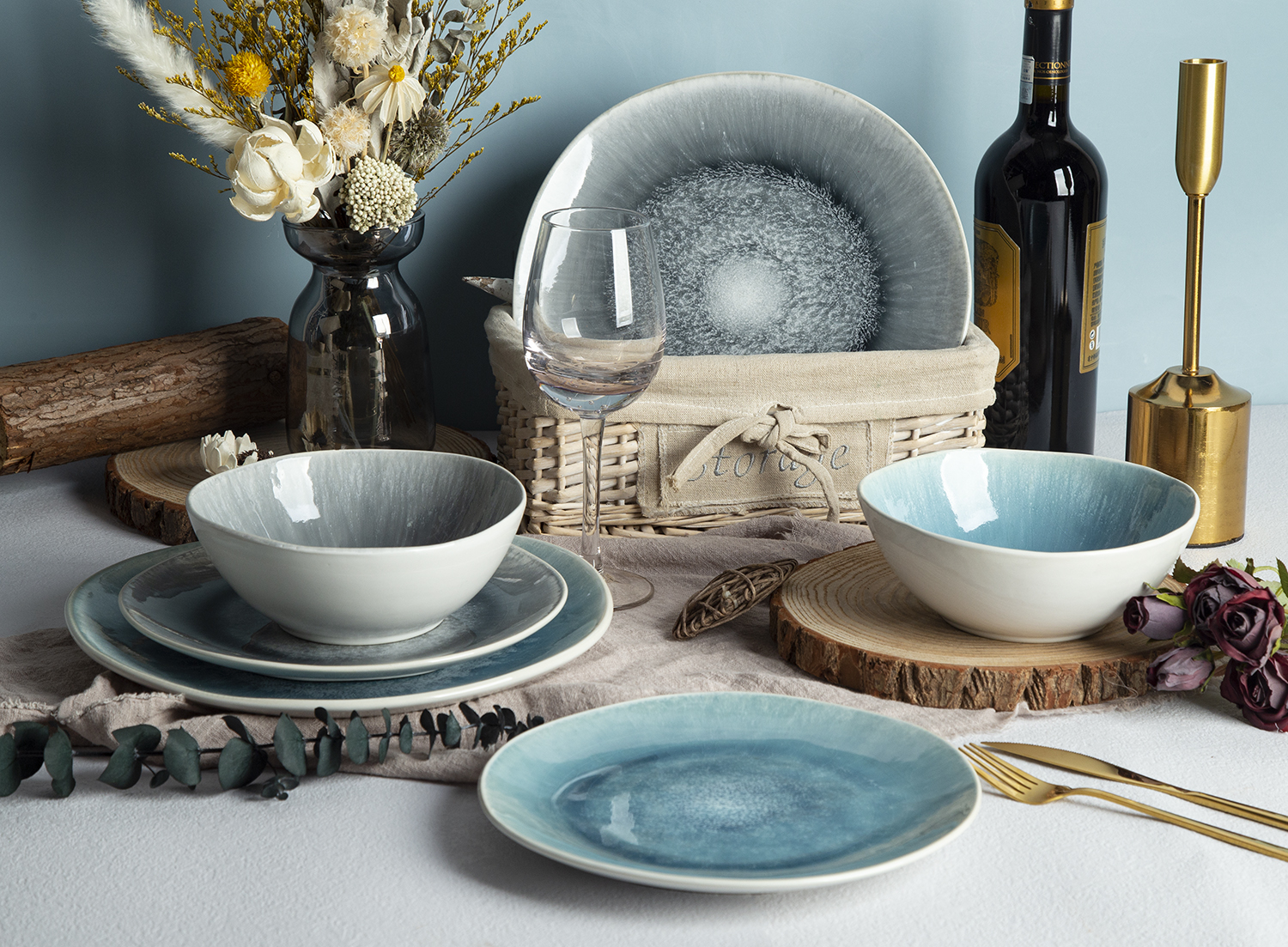 CHANGSHA HAPPY GO Stoneware Crackle Glaze Irregular-Shape Tableware Set | happygodinnerware.com
