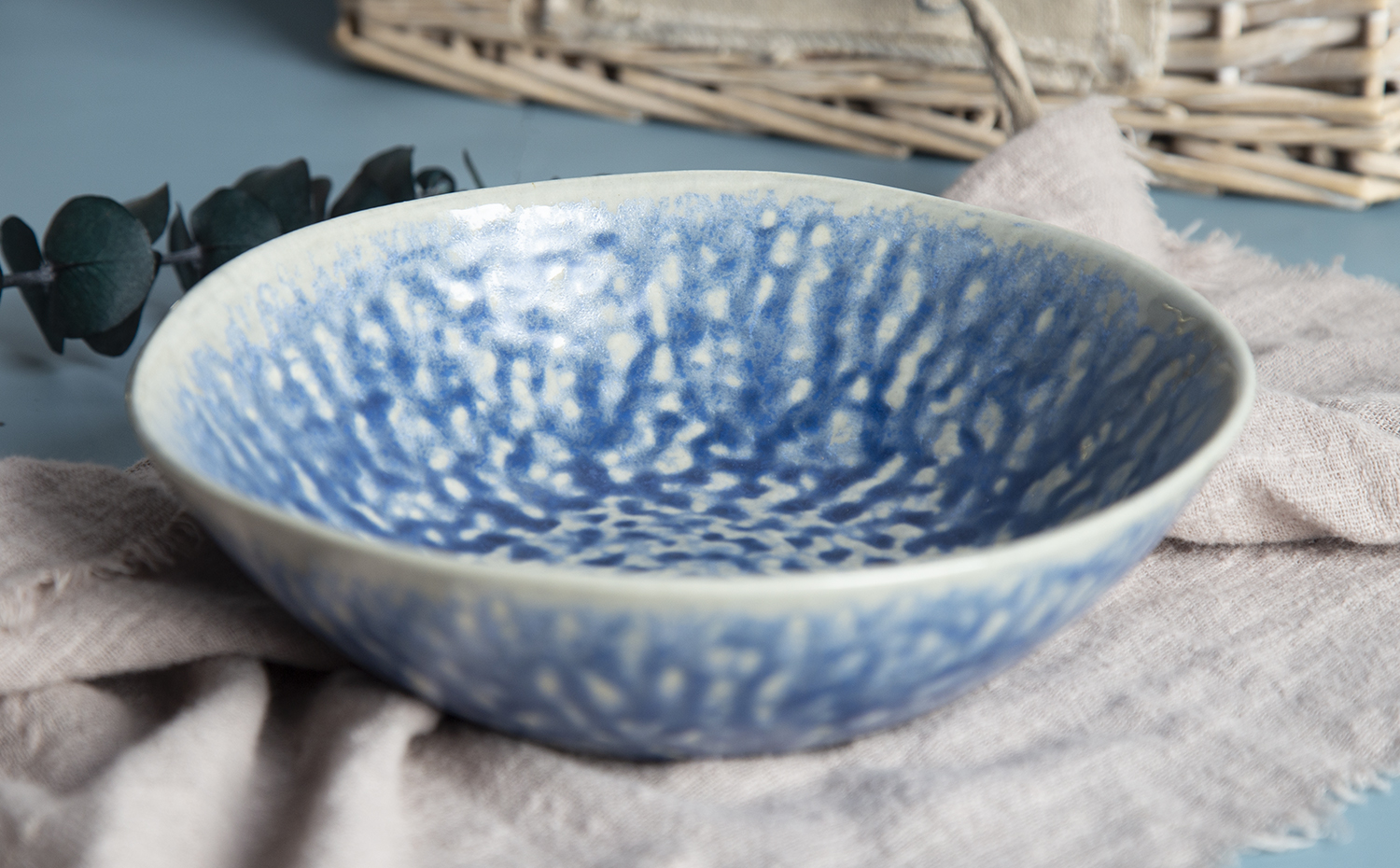 CHANGSHA HAPPY GO Cobalt Speckle Reactive Glaze Stoneware Ensemble | happygodinnerware.com