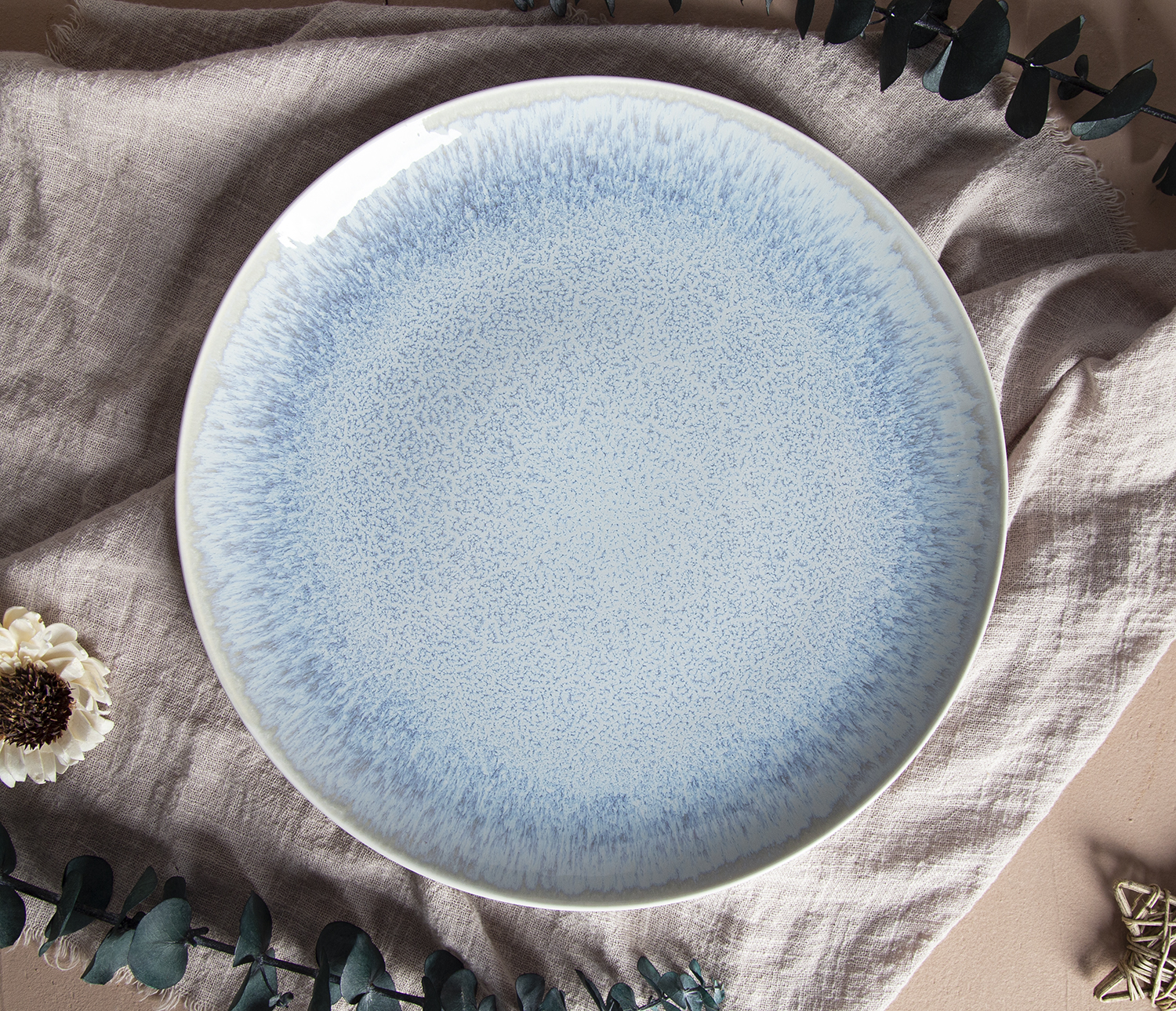 CHANGSHA HAPPY GO Irregular Blue Radial Reactive Glaze Stoneware Dinnerware Set | happygodinnerware.com