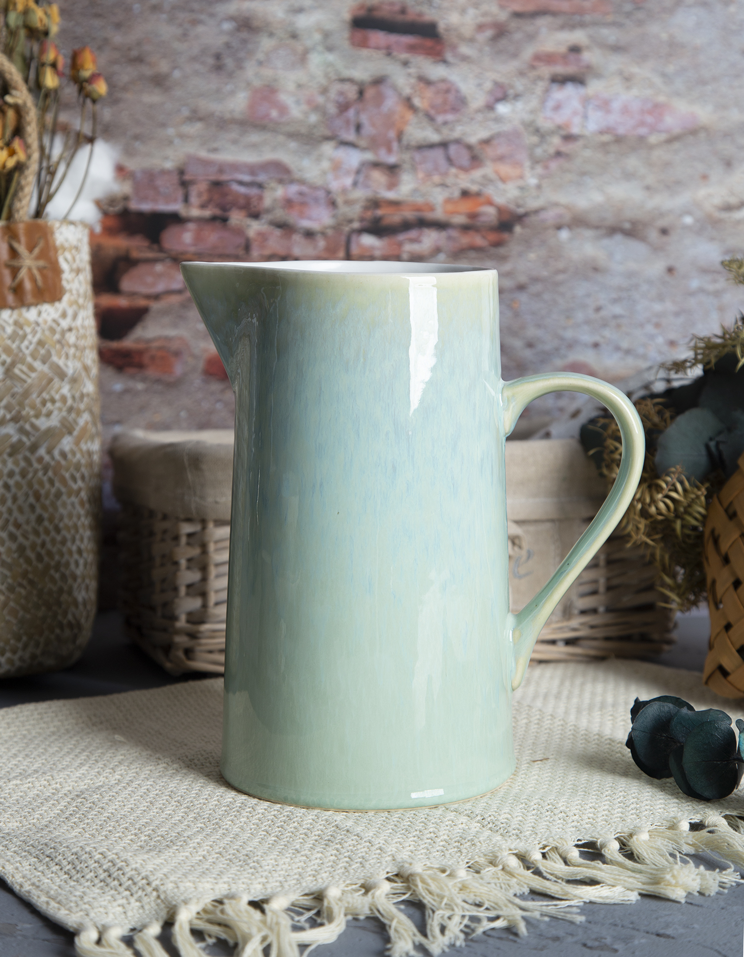 CHANGSHA HAPPY GO Asymmetrical Mint Green Reactive Glaze Stoneware Serveware Collection | happygodinnerware.com
