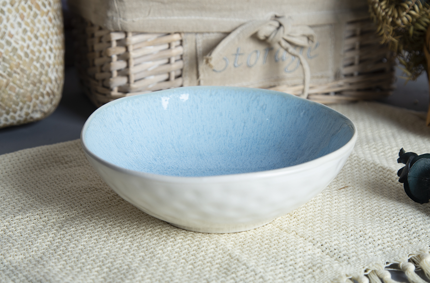 CHANGSHA HAPPY GO Asymmetrical Mint Green Reactive Glaze Stoneware Serveware Collection | happygodinnerware.com