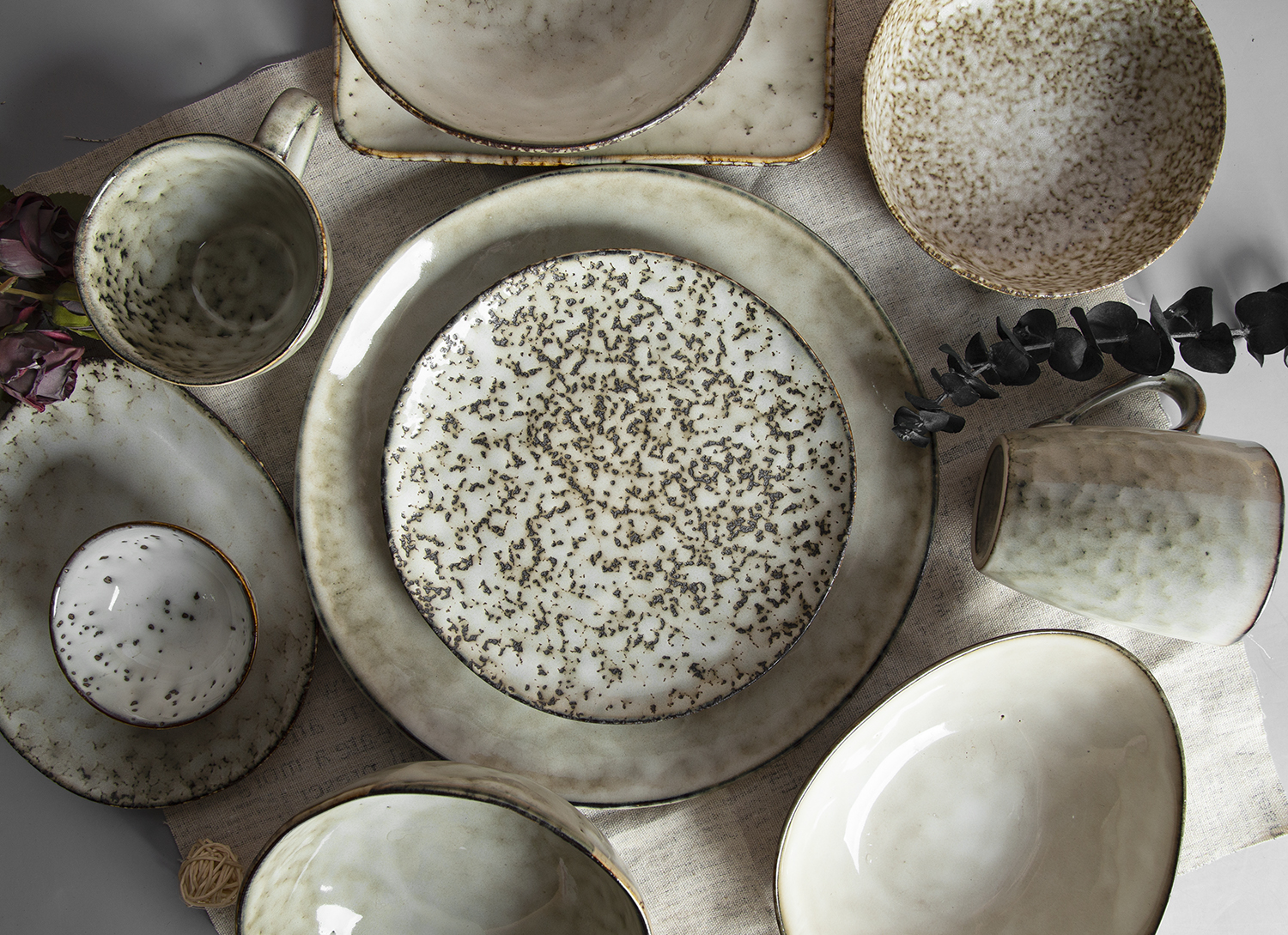 CHANGSHA HAPPY GO Asymmetrical Mint Green Reactive Glaze Stoneware Serveware Collection | happygodinnerware.com