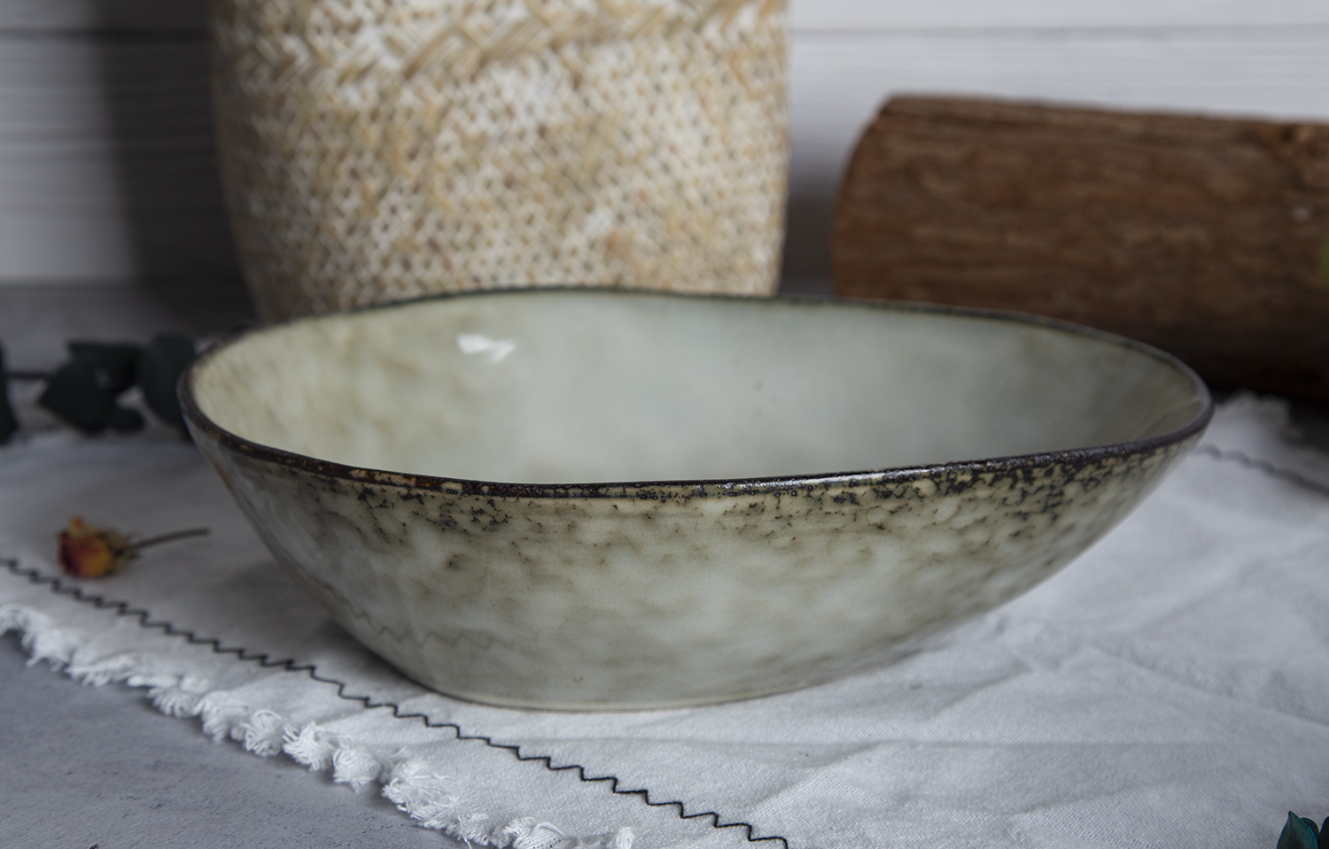 CHANGSHA HAPPY GO Asymmetrical Mint Green Reactive Glaze Stoneware Serveware Collection | happygodinnerware.com