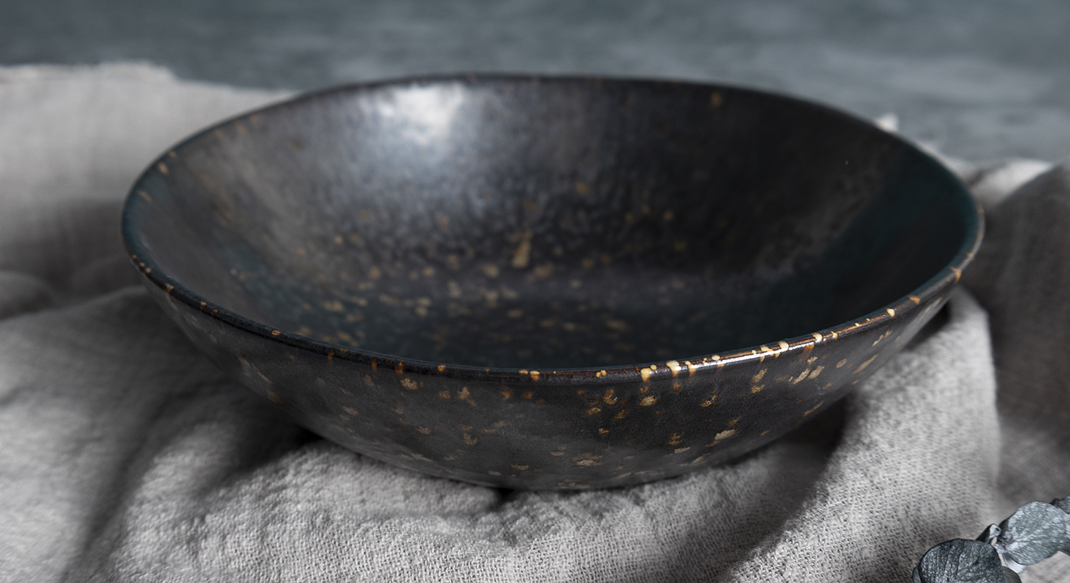 CHANGSHA HAPPY GO  Handcrafted Rustic Stoneware Dinnerware Set with Deep Reactive Glaze in Midnight Galaxy Finish – Unique Artisan Ceramic Plates and Bowls |happygodinnerware.com