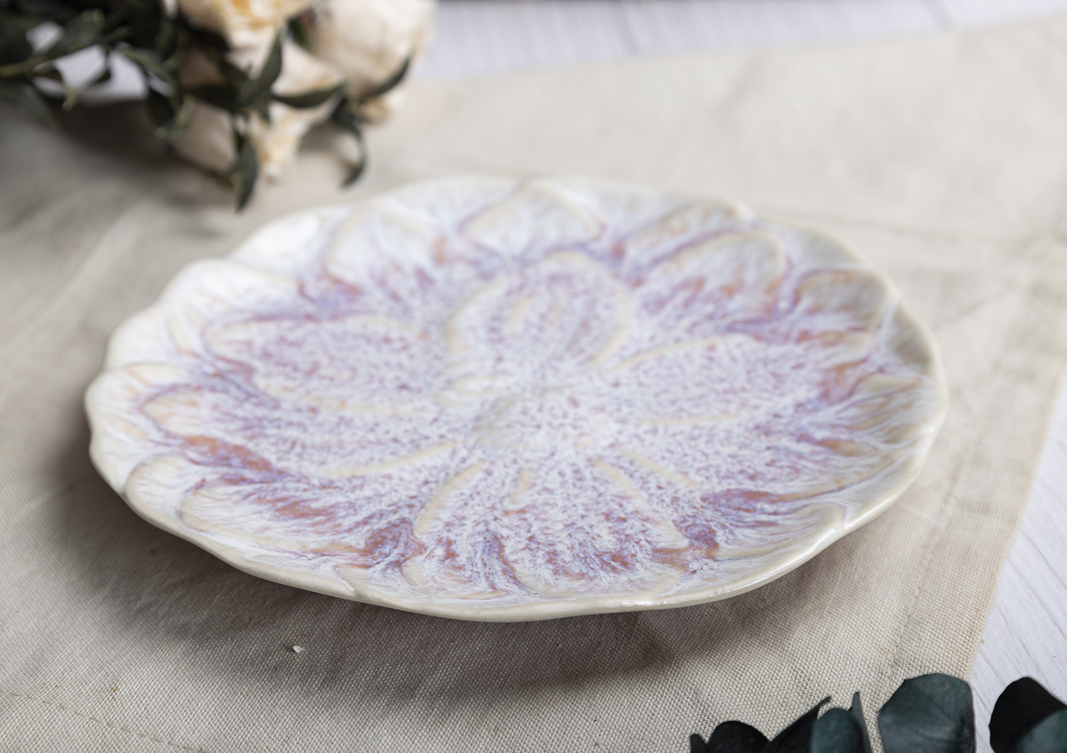 CHANGSHA HAPPY GO  Pastel Rose Reactive Crackle Glaze Ceramic Set with Artistic Pink Splatter Effect |Dopamine Series Ceramics  |happygodinnerware.com