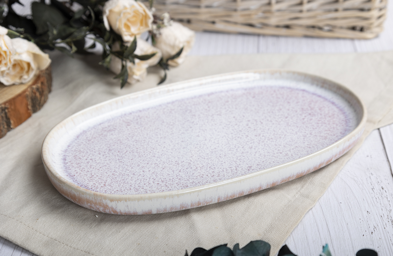 CHANGSHA HAPPY GO  Pastel Rose Reactive Crackle Glaze Ceramic Set with Artistic Pink Splatter Effect |Dopamine Series Ceramics  |happygodinnerware.com