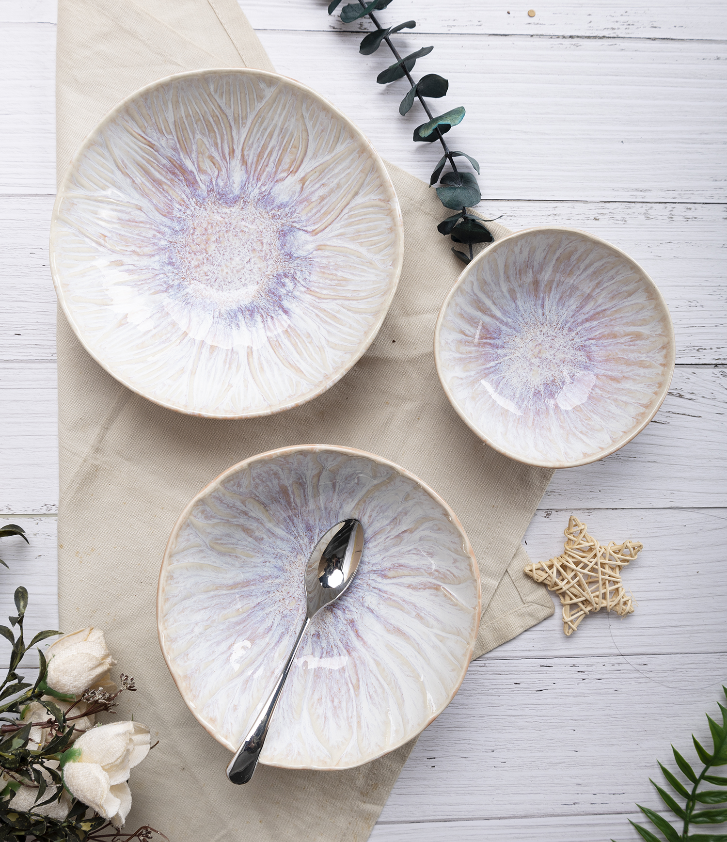 CHANGSHA HAPPY GO  Pastel Rose Reactive Crackle Glaze Ceramic Set with Artistic Pink Splatter Effect |Dopamine Series Ceramics  |happygodinnerware.com