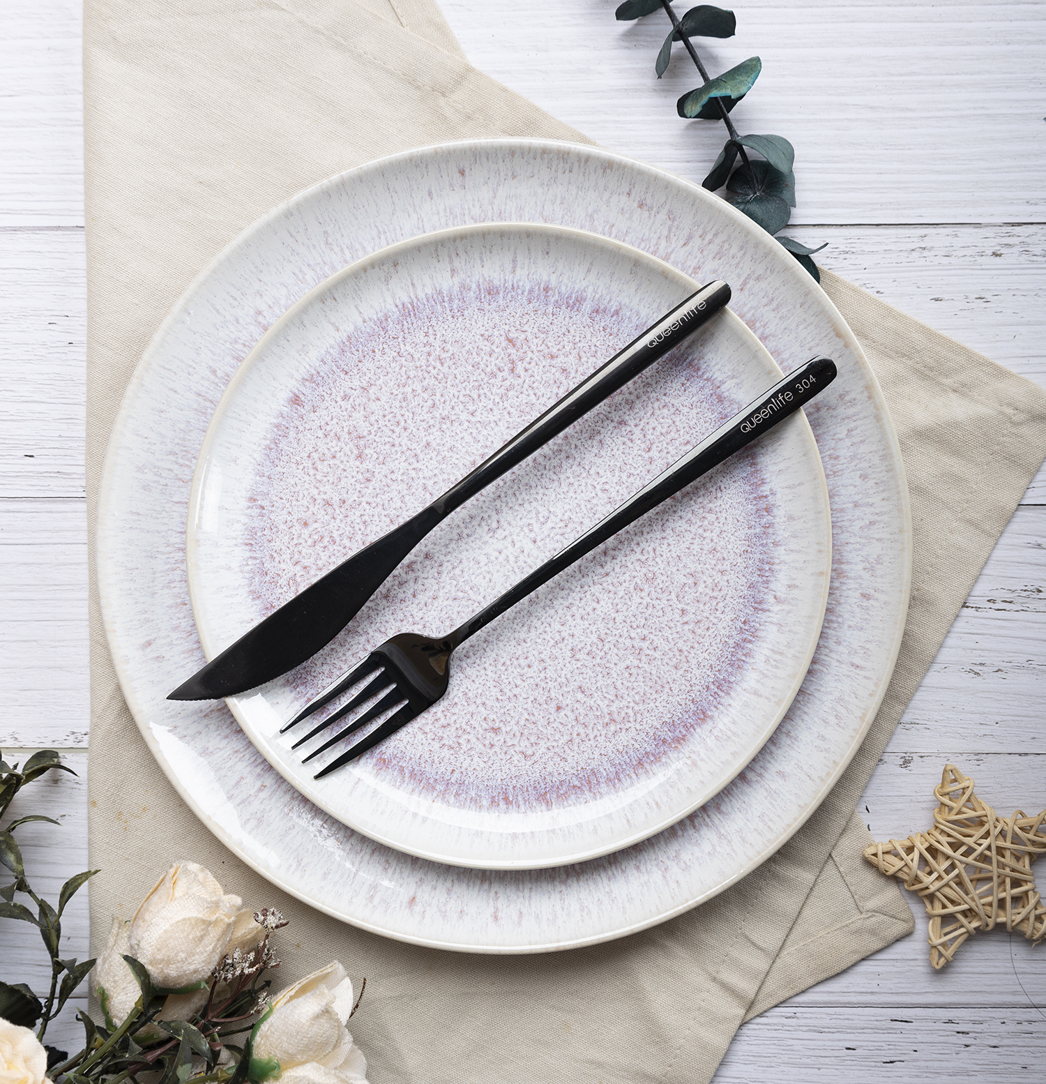 CHANGSHA HAPPY GO  Pastel Rose Reactive Crackle Glaze Ceramic Set with Artistic Pink Splatter Effect |Dopamine Series Ceramics  |happygodinnerware.com
