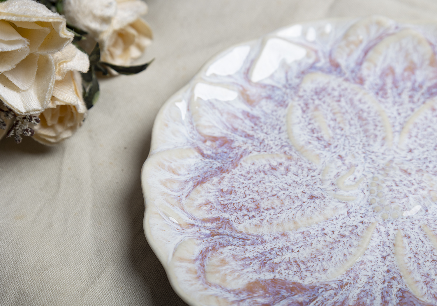 CHANGSHA HAPPY GO  Pastel Rose Reactive Crackle Glaze Ceramic Set with Artistic Pink Splatter Effect |Dopamine Series Ceramics  |happygodinnerware.com