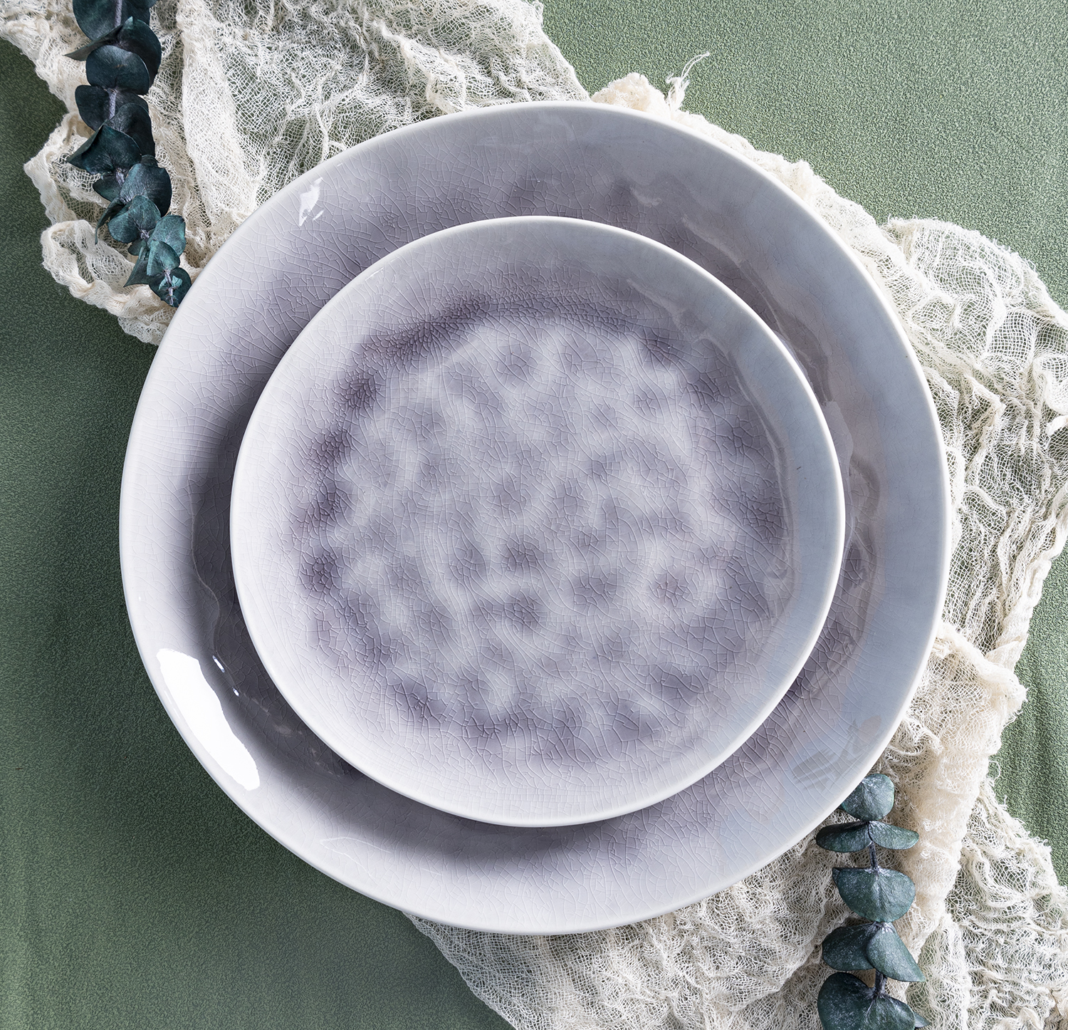 ​CHANGSHA HAPPY GO  Modern Reactive Glaze Stoneware Tableware Set in Green and Purple Gradient for Stylish Home Dining |Dopamine Series Ceramics  |happygodinnerware.com