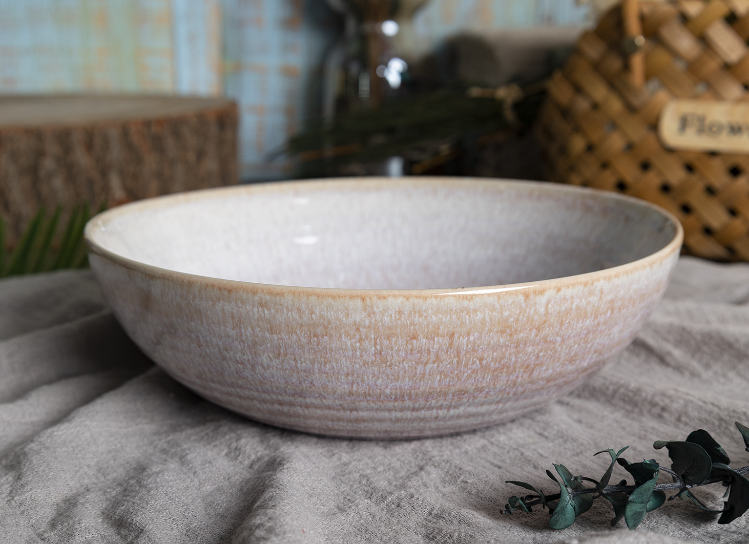​CHANGSHA HAPPY GO  Vintage Reactive Glaze Multi-Color Stoneware Dinner Set with Faded Ombre Effect |happygodinnerware.com