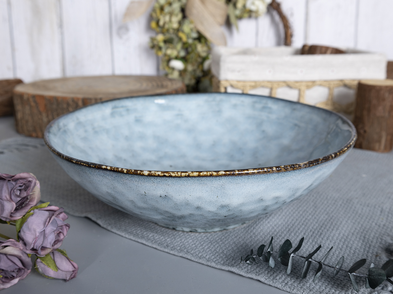 ​CHANGSHA HAPPY GO  Aqua Sky Reactive Glaze Stoneware Dinner Set with Frosted Edge Design |Dopamine Series Ceramics  |happygodinnerware.com