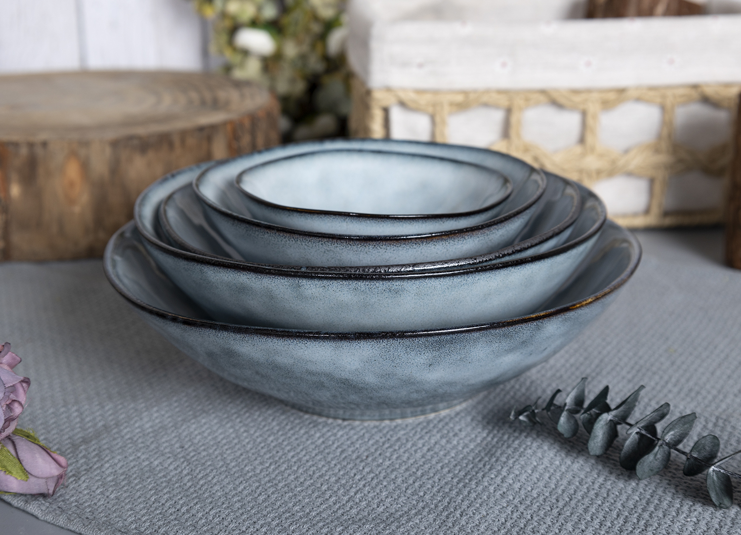 ​CHANGSHA HAPPY GO  Aqua Sky Reactive Glaze Stoneware Dinner Set with Frosted Edge Design |Dopamine Series Ceramics  |happygodinnerware.com