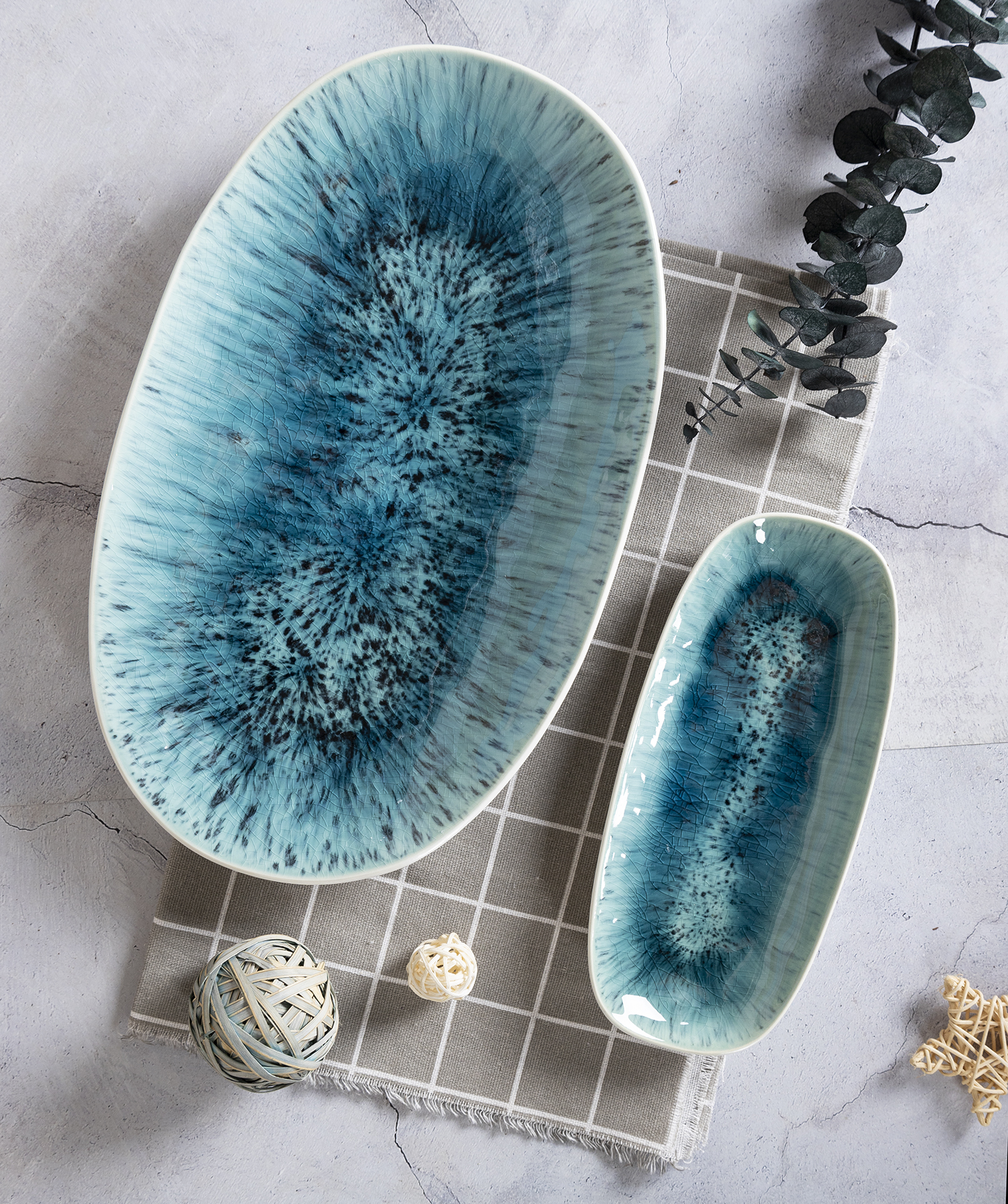 ​CHANGSHA HAPPY GO  Nordic Style Blue Reactive Glaze Porcelain Dinnerware Collection for Modern Dining |Dopamine Series Ceramics  |happygodinnerware.com