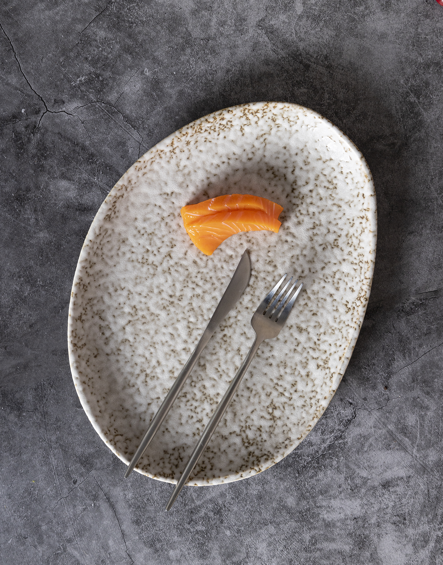 CHANGSHA HAPPY GO Speckled Reactive Glaze Stoneware Dinnerware Set | Rustic White & Brown Artisan Texture | Irregular Edge Plates & Cups in Wabi-Sabi Style|happygodinnerware.com