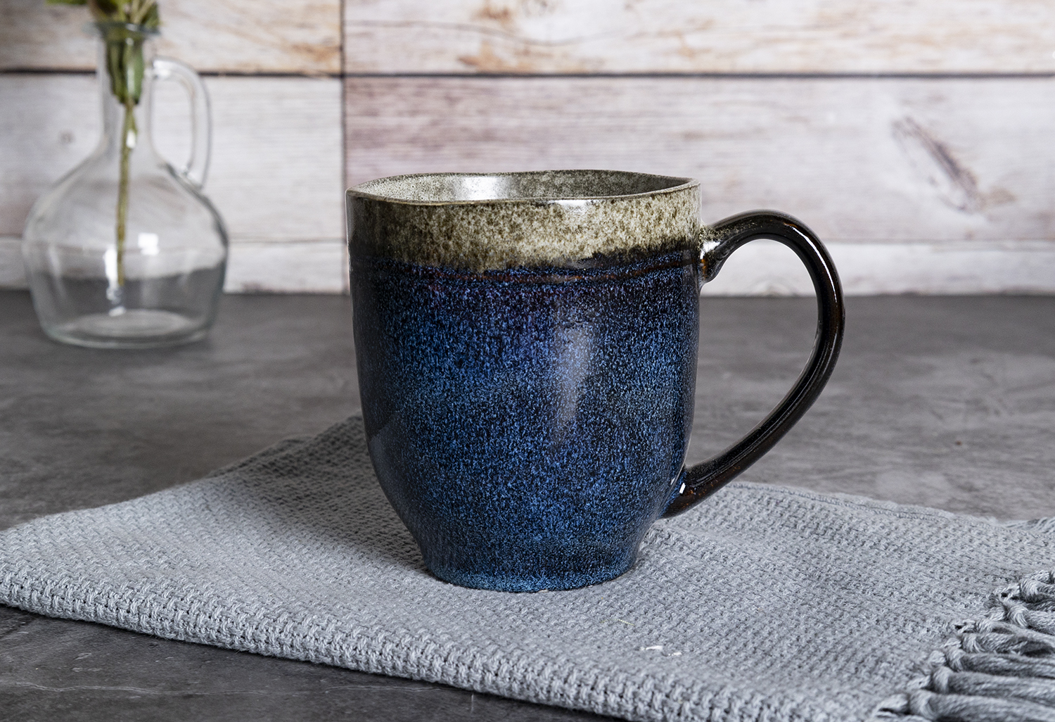 CHANGSHA HAPPY GO Obsidian Blue Reactive Glaze Stoneware Dinnerware Set | Deep Galaxy-Inspired Ceramic Plates, Bowls & Mugs | Fine Dining Tableware Collection|happygodinnerware.com