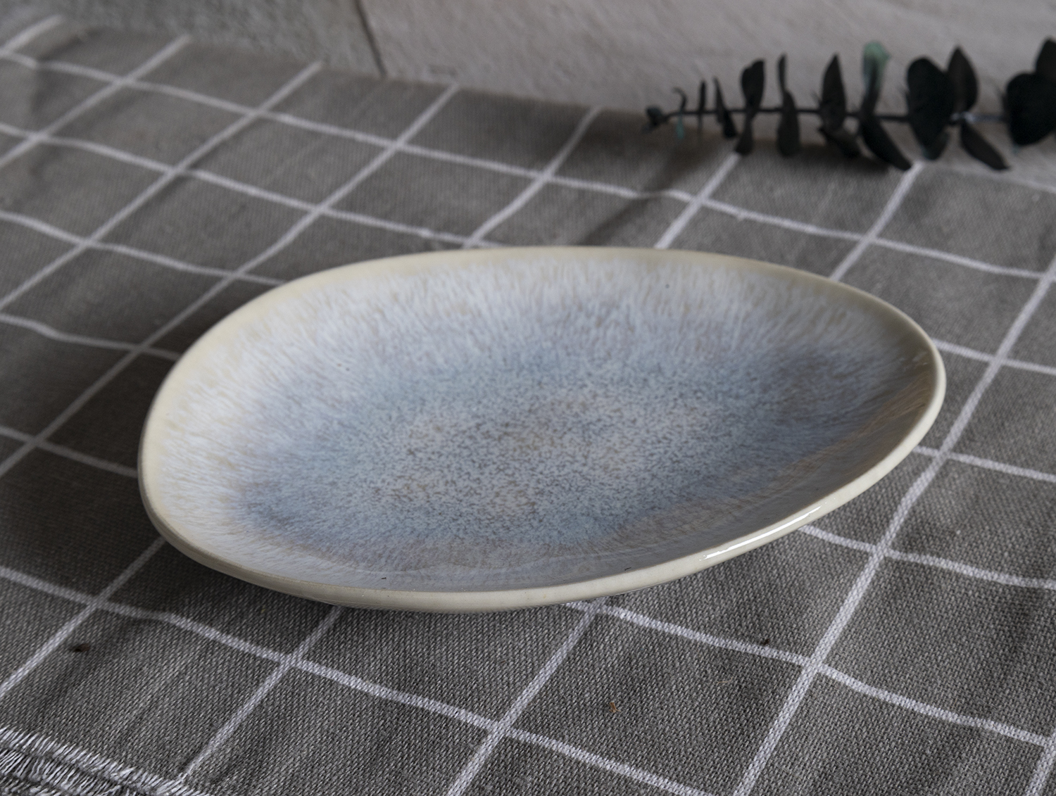 CHANGSHA HAPPY GO Gray-Blue Reactive Glaze Stoneware Dinnerware Set | Wabi-Sabi Inspired Natural Texture with Sculpted Plates, Bowls, Mugs & Pitcher|happygodinnerware.com
