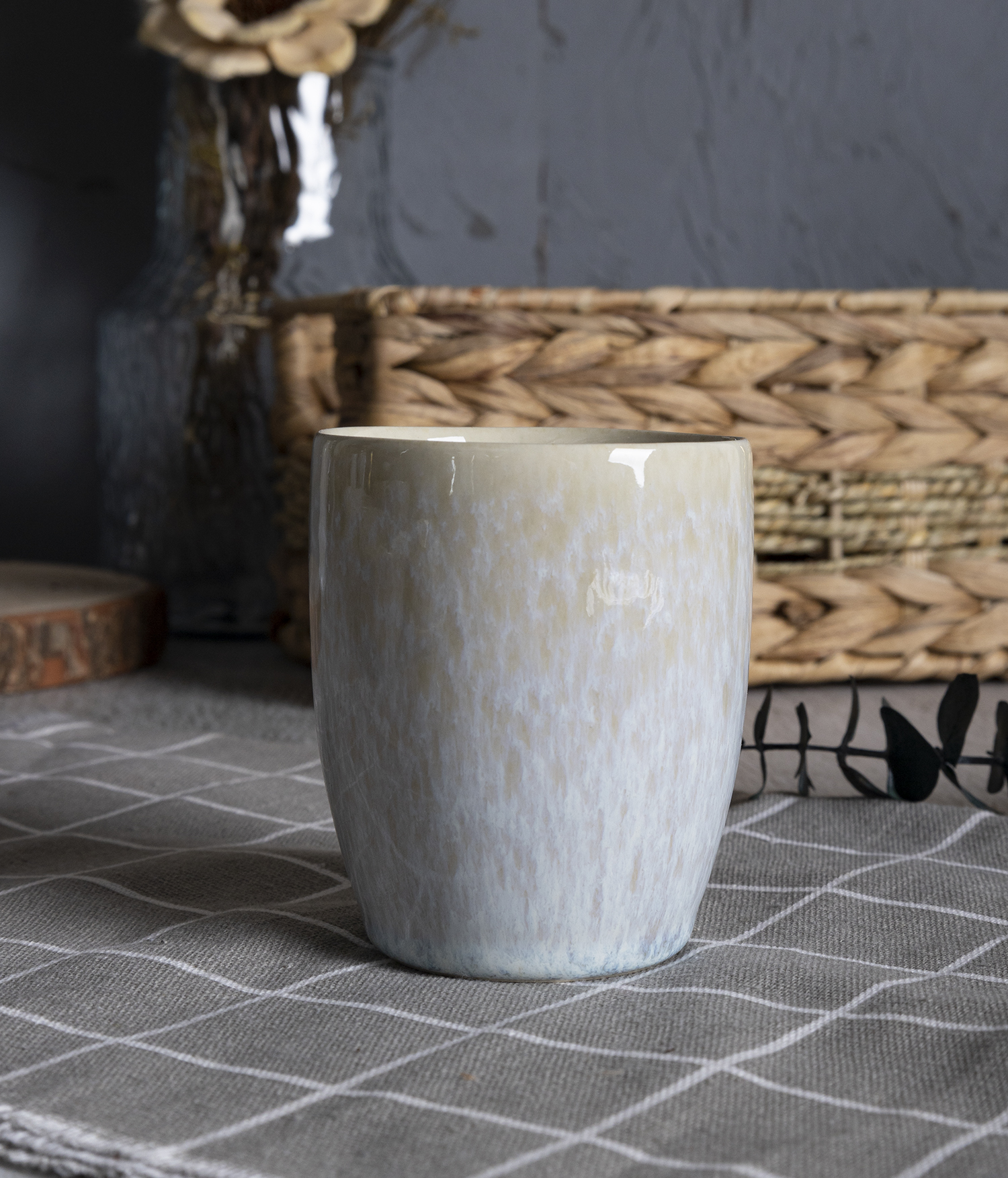 CHANGSHA HAPPY GO Gray-Blue Reactive Glaze Stoneware Dinnerware Set | Wabi-Sabi Inspired Natural Texture with Sculpted Plates, Bowls, Mugs & Pitcher|happygodinnerware.com