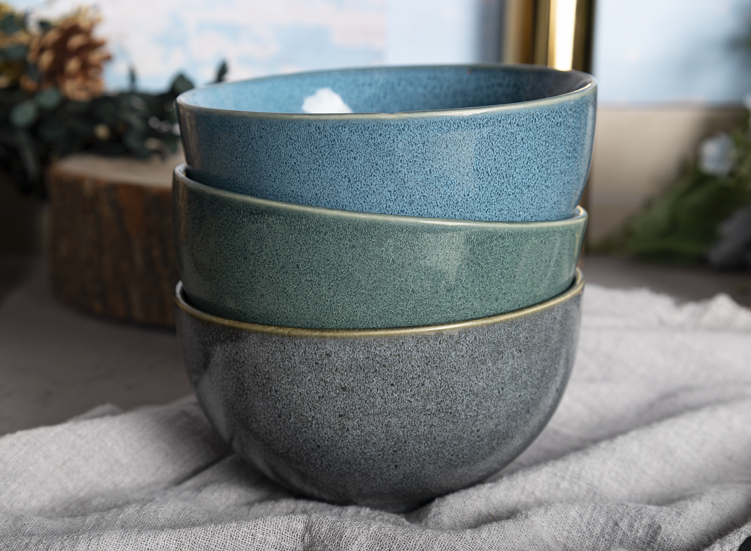 CHANGSHA HAPPY GO  Vintage Reactive Glaze Stoneware Bowl and Mug Set for Cozy Dining Experience  |happygodinnerware.com