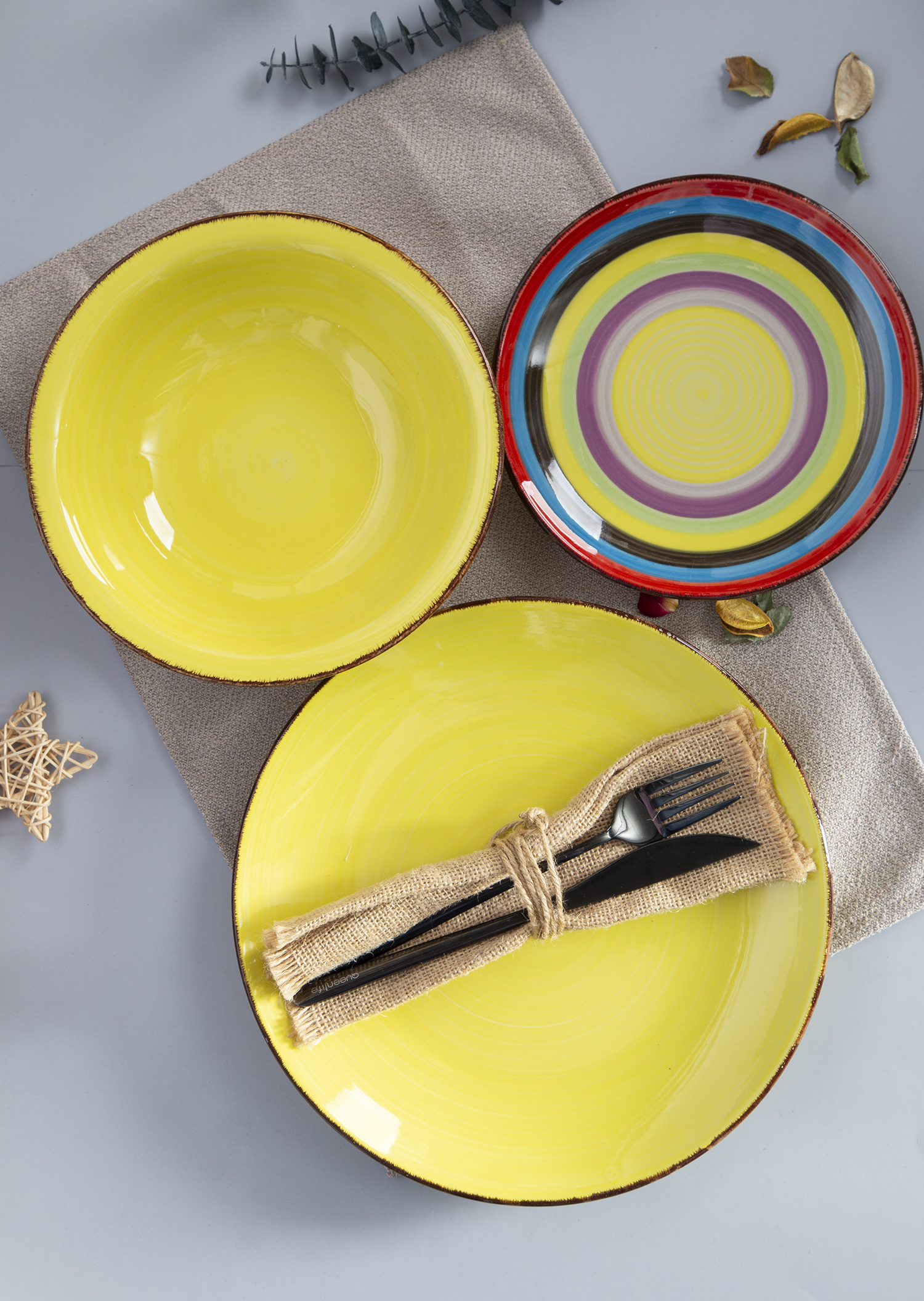 CHANGSHA HAPPY GO Hand-painted Stoneware Dinnerware with Bright Rainbow Design |happygodinnerware.com