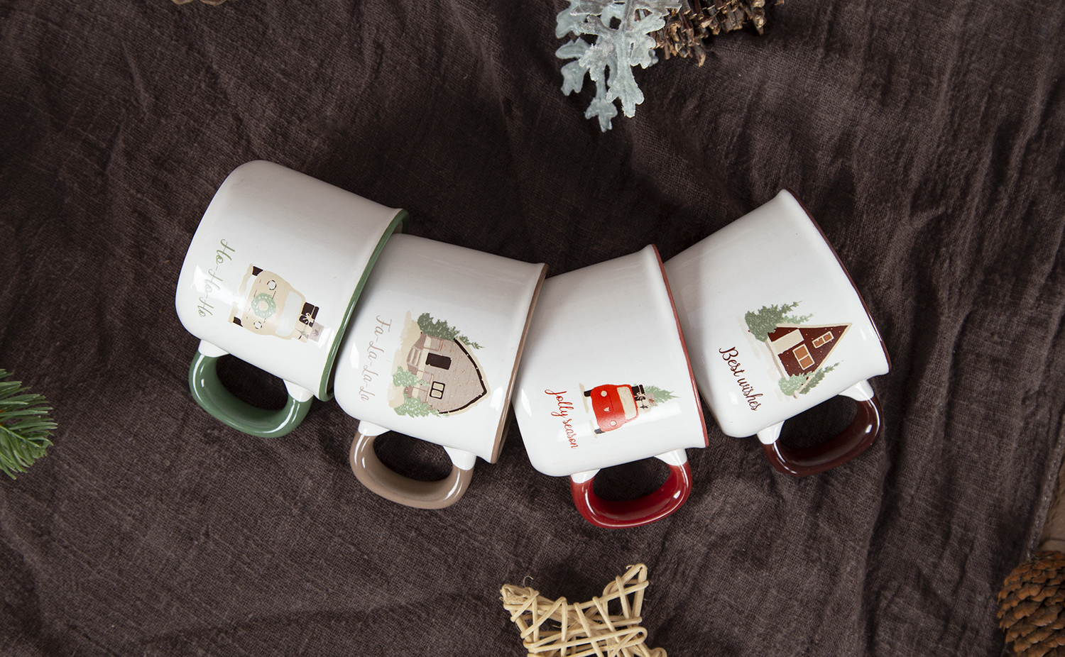 CHANGSHA HAPPY GO Christmas Themed Stoneware Mugs with Holiday Decals | happygodinnerware.com