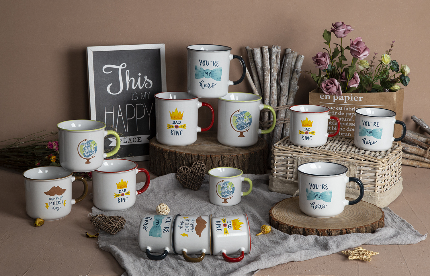 CHANGSHA HAPPY GO Fun Themed Stoneware Mugs with Colorful Decals | happygodinnerware.com