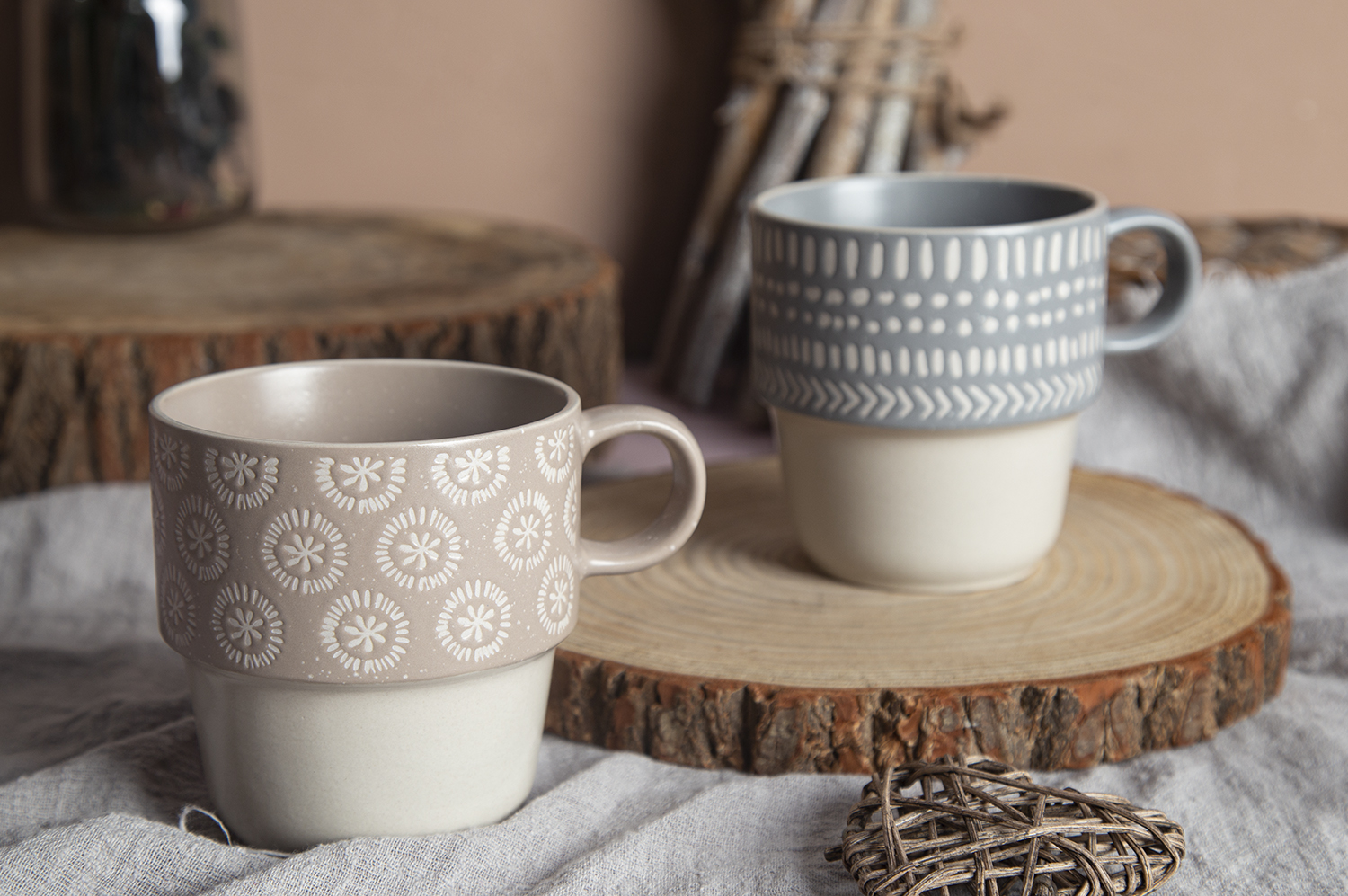 CHANGSHA HAPPY GO Ceramic Mugs with Silk Screen Printing and Makeup Clay, Stoneware | happygodinnerware.com