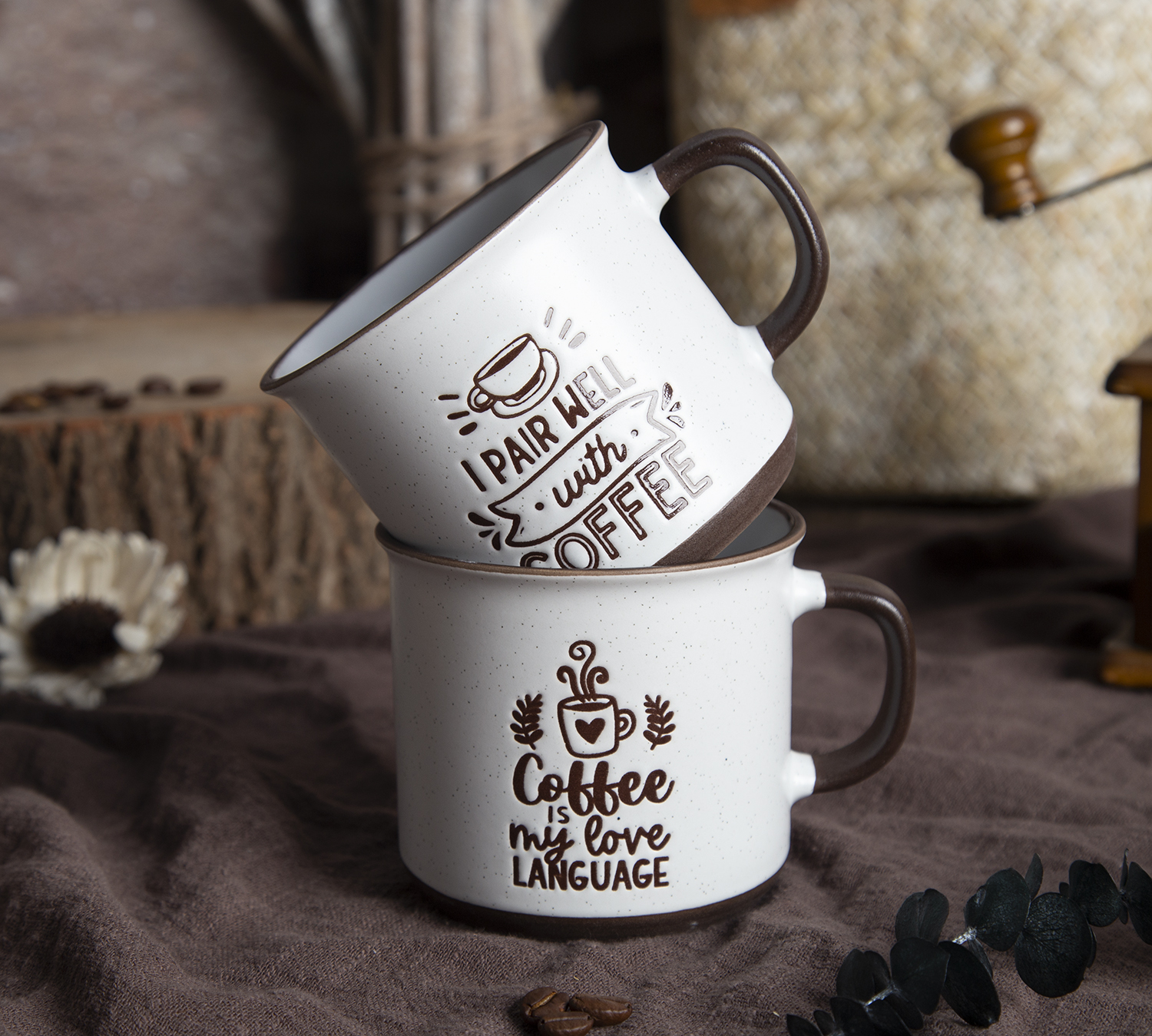 CHANGSHA HAPPY GO Ceramic Mugs with Under-glaze Screen Printing and Glazed Handles, Stoneware | happygodinnerware.com