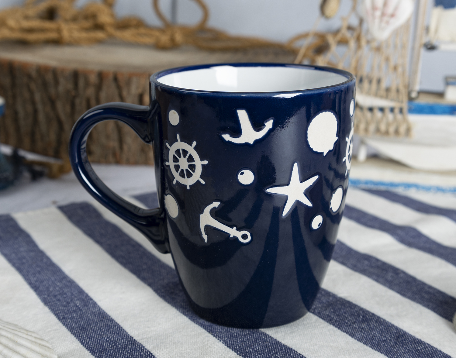 ​CHANGSHA HAPPY GO Nautical Theme Stoneware Mug and Bowl Set with Ocean Motifs and Classic Enamel Style Look |happygodinnerware.com