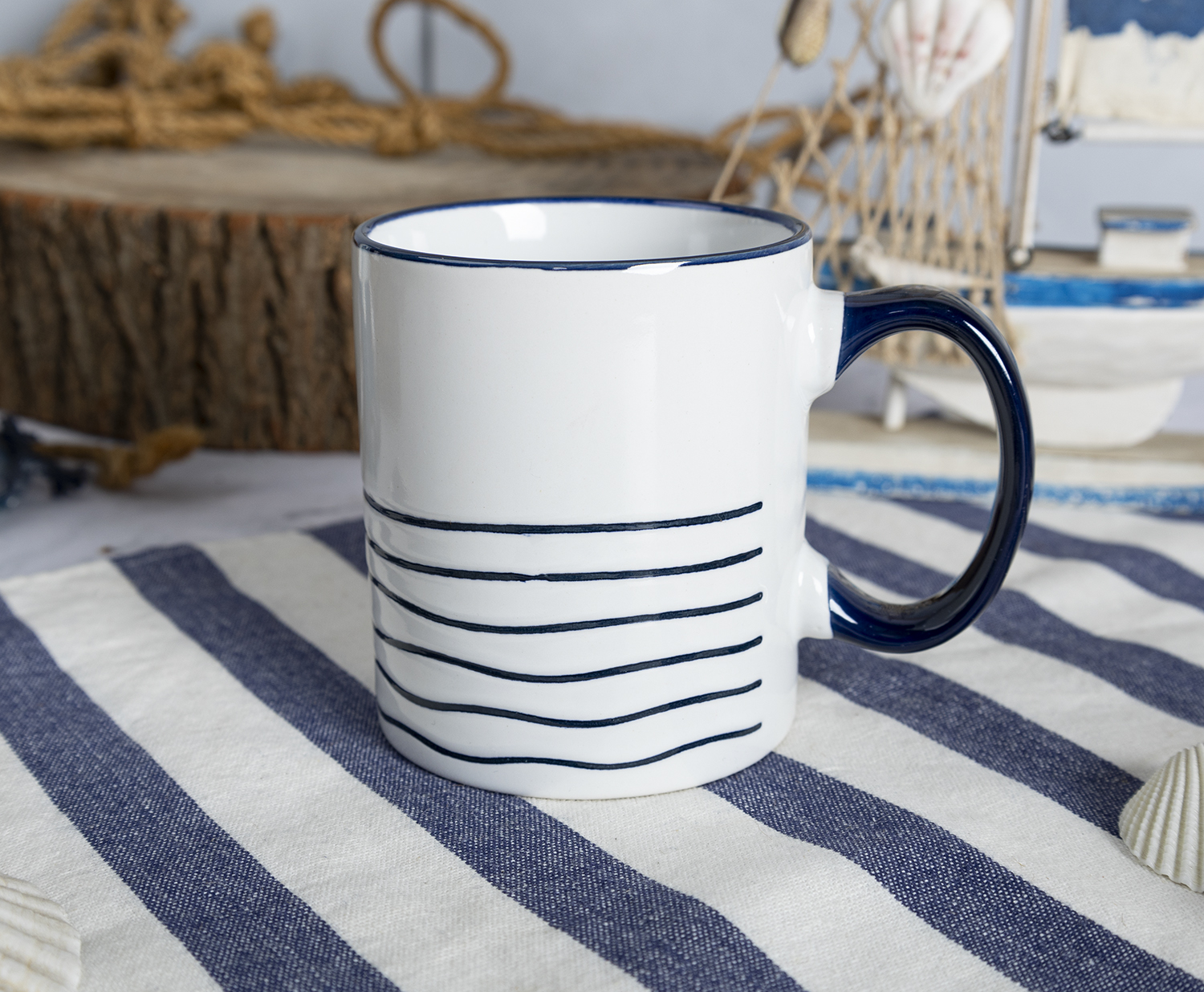 ​CHANGSHA HAPPY GO Nautical Theme Stoneware Mug and Bowl Set with Ocean Motifs and Classic Enamel Style Look |happygodinnerware.com