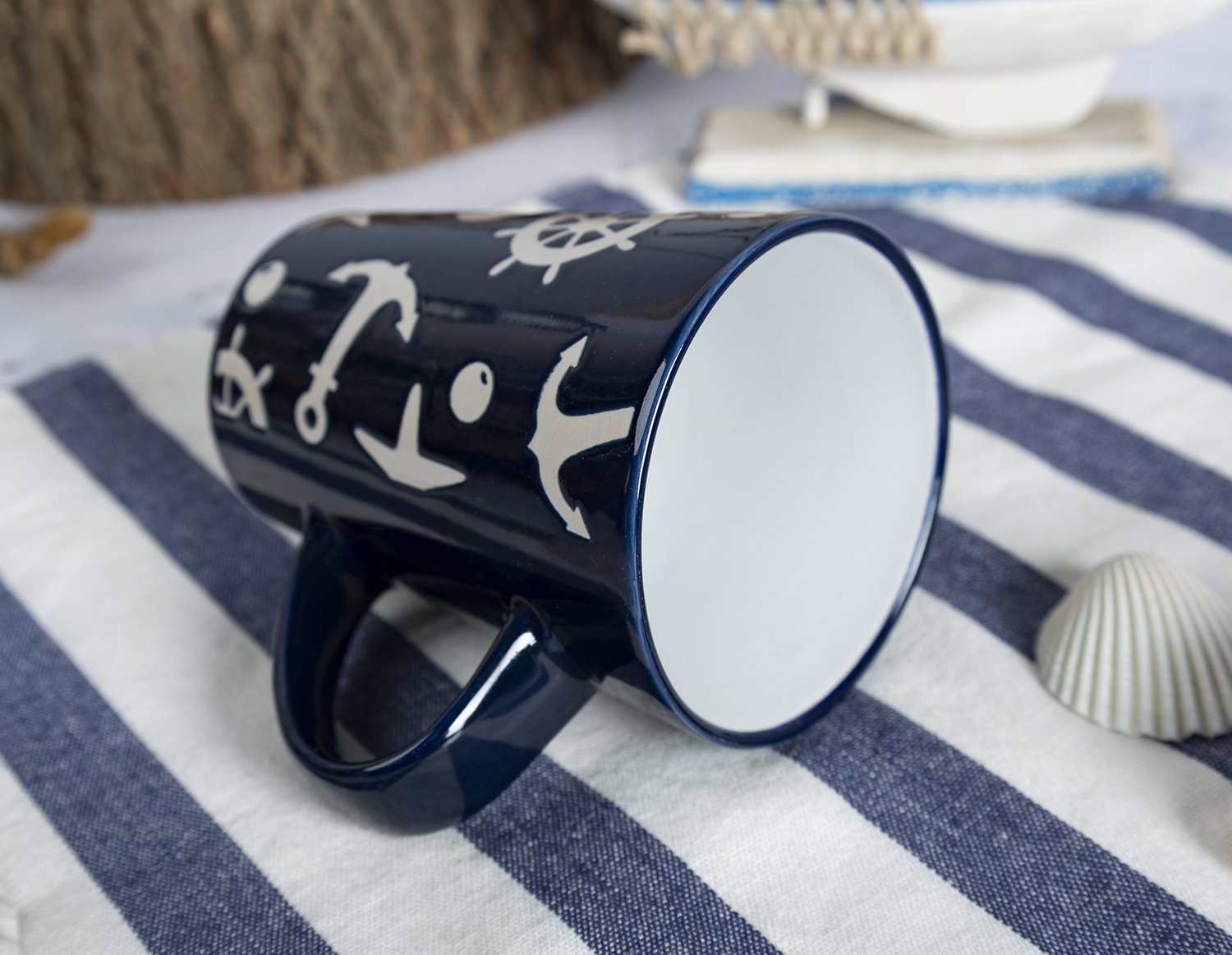 ​CHANGSHA HAPPY GO Nautical Theme Stoneware Mug and Bowl Set with Ocean Motifs and Classic Enamel Style Look |happygodinnerware.com