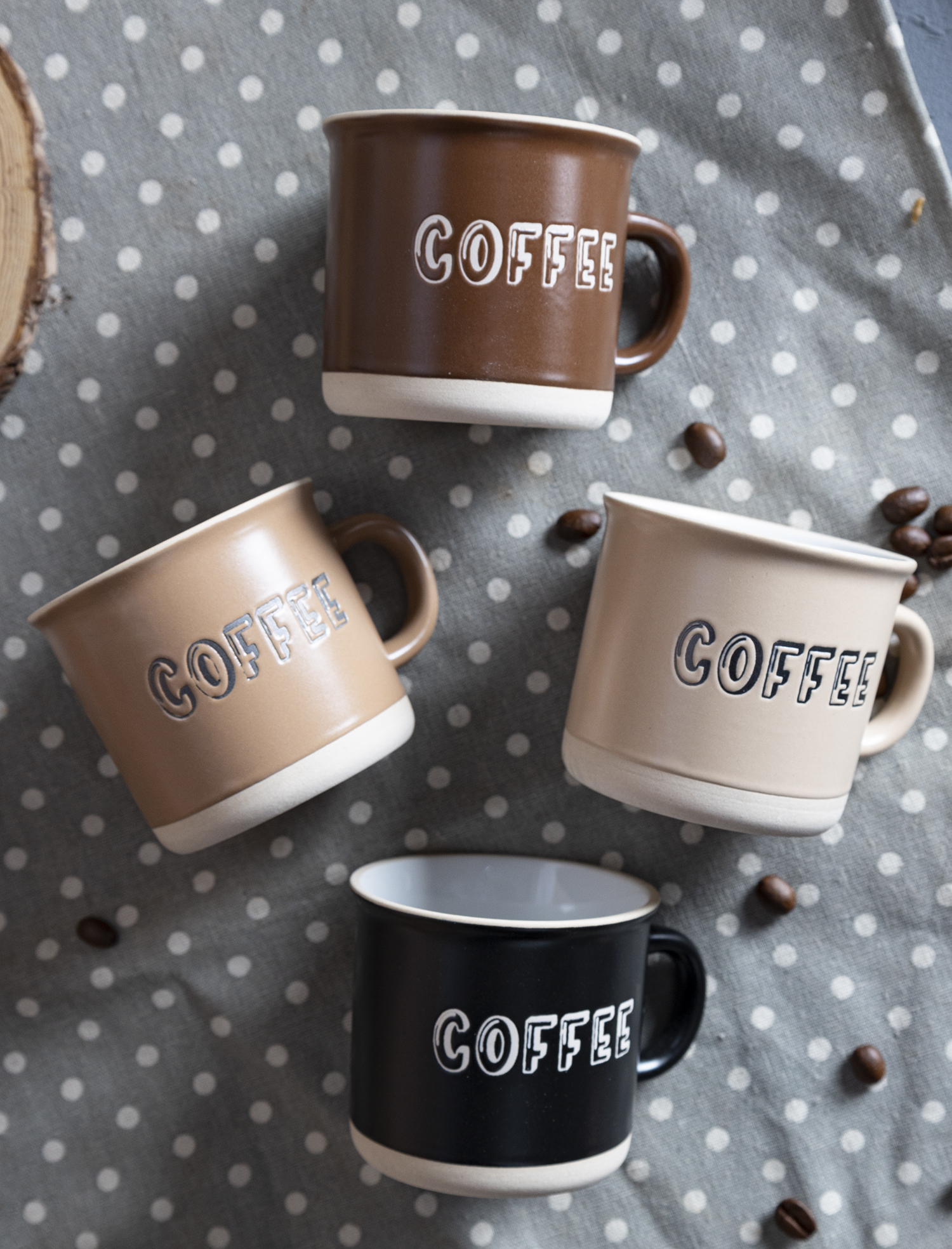 ​CHANGSHA HAPPY GO  Retro Style Stoneware Coffee Mugs with Bold Typography and Cafe-Inspired Glazed Finish  |happygodinnerware.com
