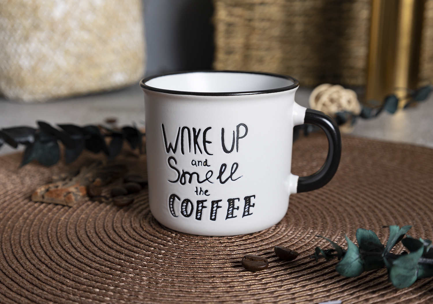 ​CHANGSHA HAPPY GO  Coffee Quote Stoneware Mug Set – Black and White Mugs with Silkscreen Slogans for Cafés |happygodinnerware.com